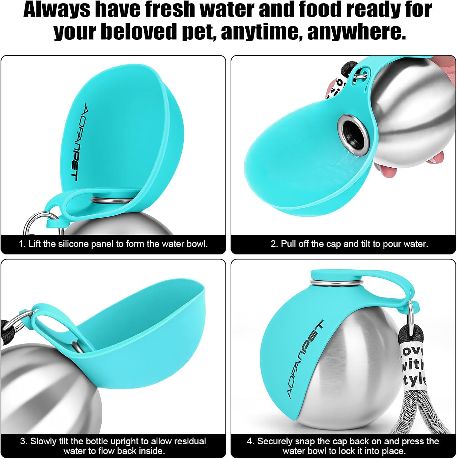 Detalle de AOFANPET Portable Dog Water Bottle, 10 oz