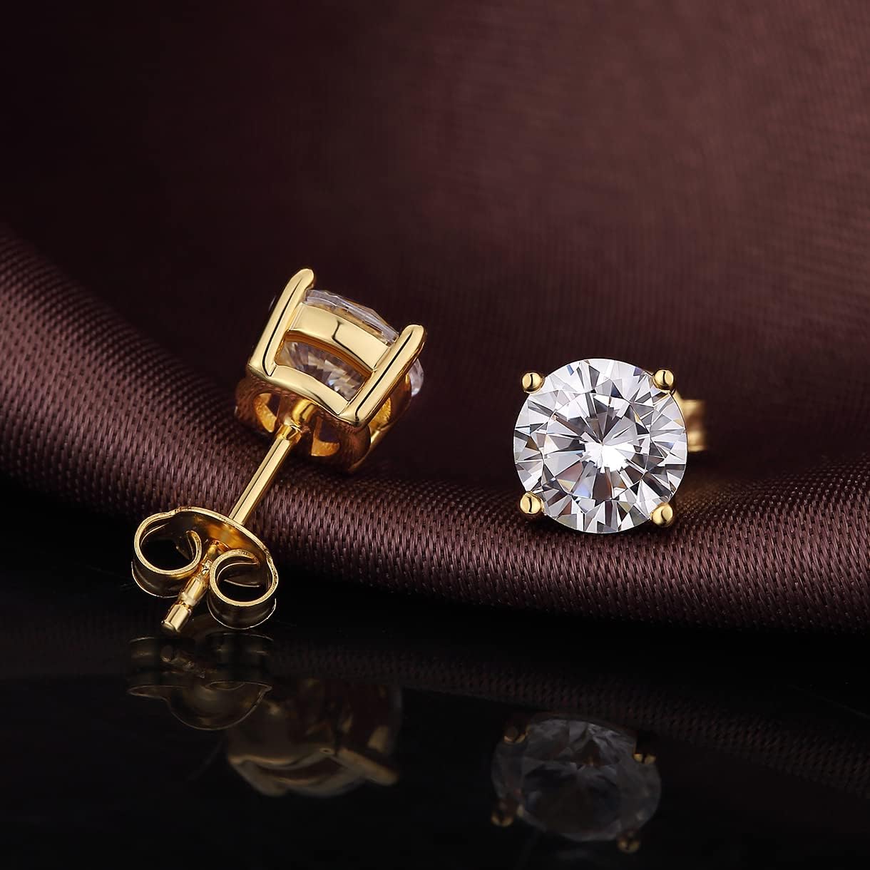 Thumbnail 3 de jiamiaoi 18K Weißgold-plattierte Brillant-Diamant-Ohrstecker aus 925 Sterling Silber (Stecker) – 4 bis 8 mm