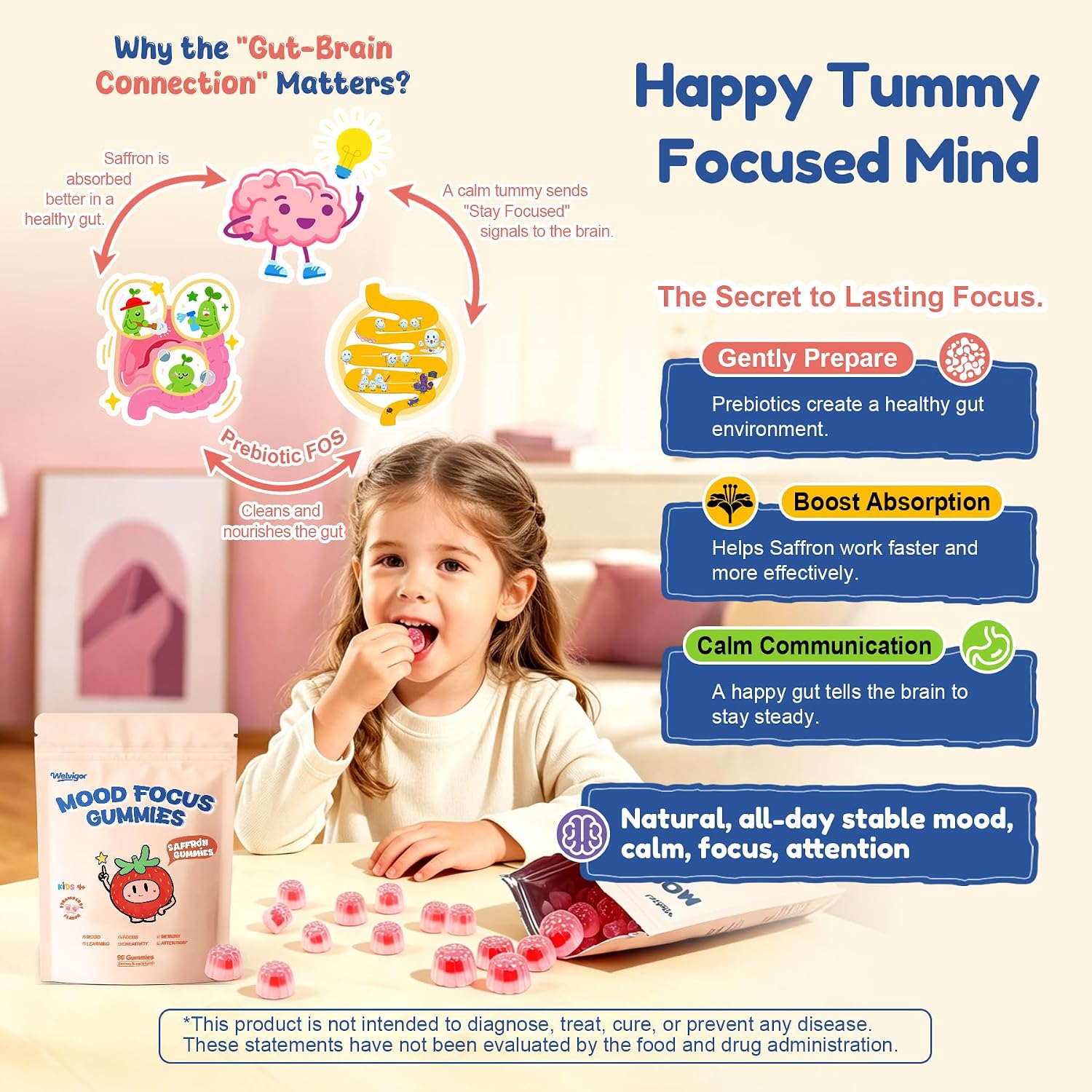 Detalle 2 de Welvigor Saffron Kids Gummies with Magnesium, 0 Sugar, and 50 mg Saffron