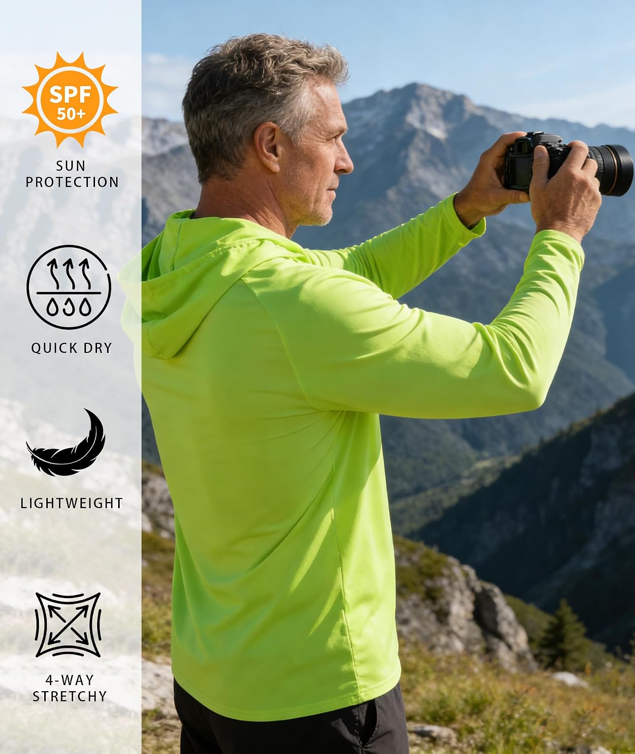Thumbnail 6 de WENTTUO 5 Pack Mens UPF 50+ Sun Protection Hoodie Long Sleeve UV SPF Fishing Shirts