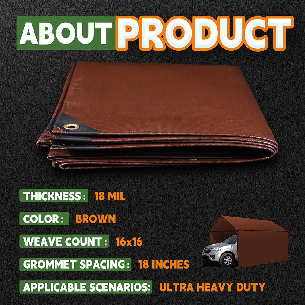 Thumbnail 5 de RAINDEWAY 4x8 Heavy Duty Poly Tarp 18 Mil