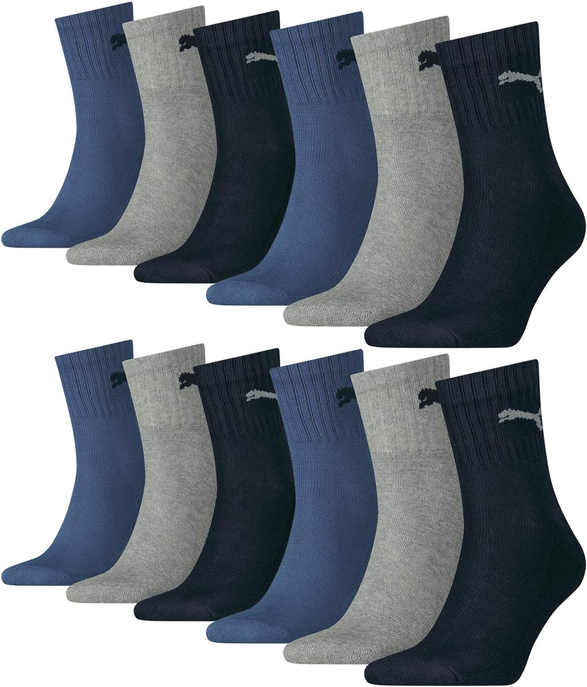Detalle de PUMA Calcetines unisex, negro 43-46: comodidad y ajuste diario con logo emblemático