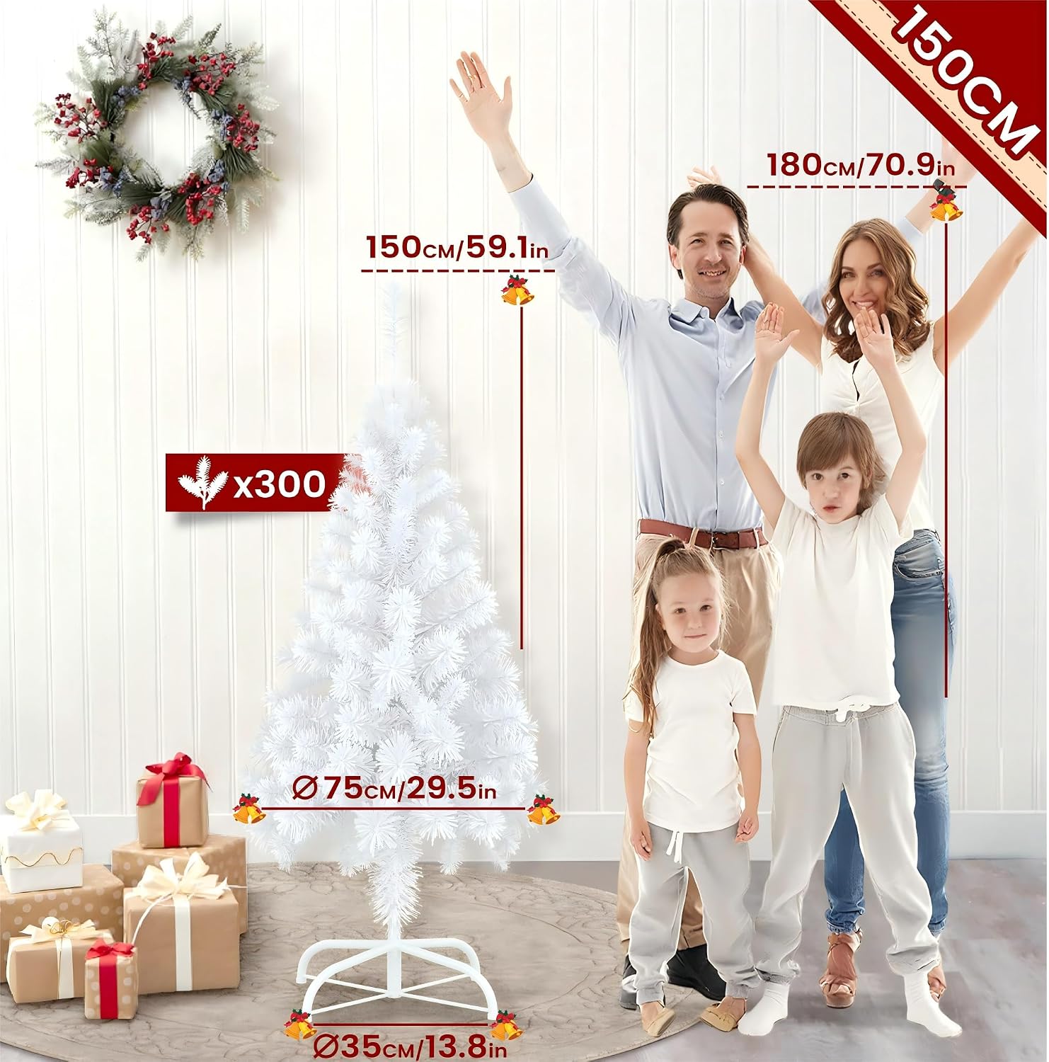 Detalle de UISEBRT HKDY-UIS-(SD00210) Artificial Christmas Tree with Stand, PVC