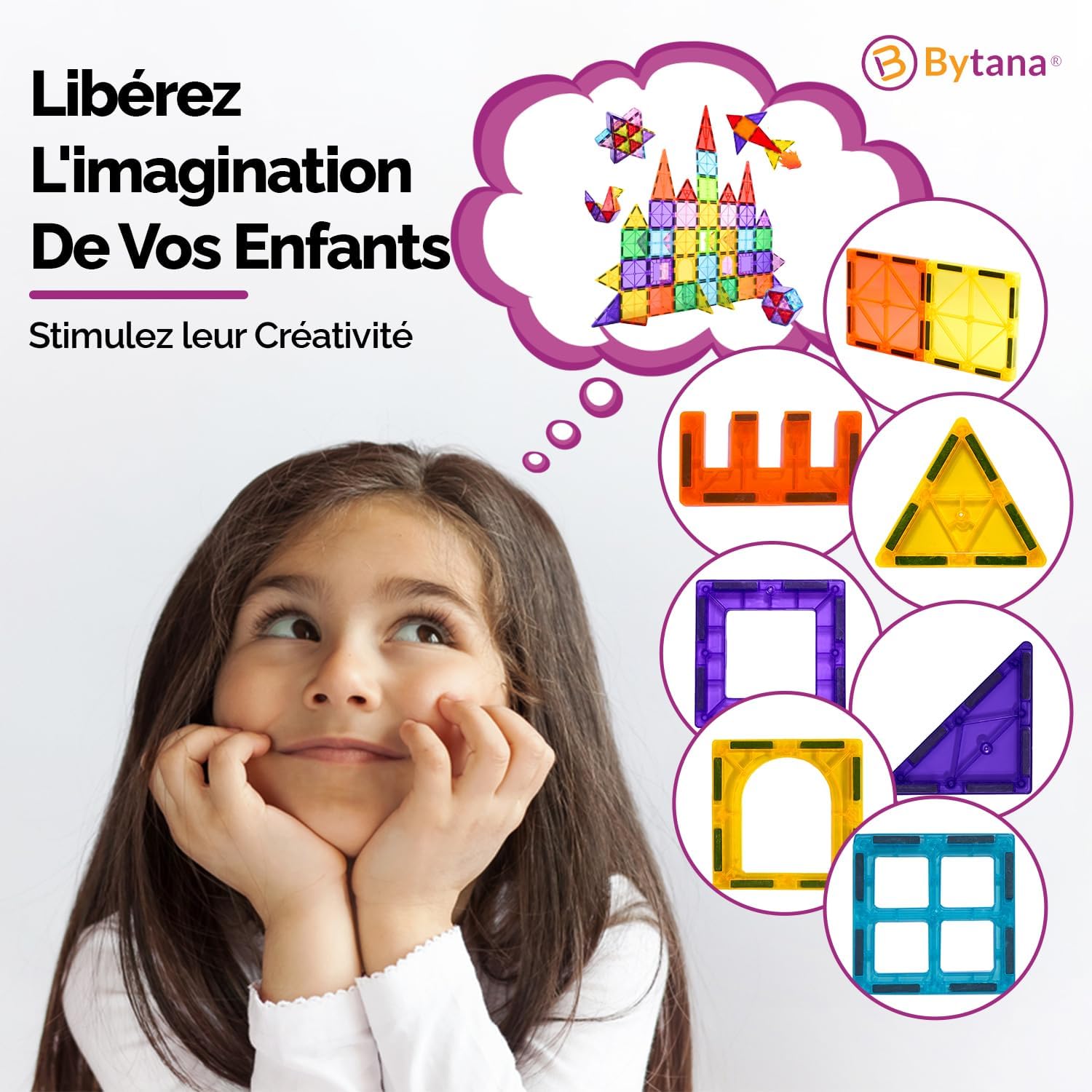Thumbnail 2 de BYTANA Jeu de Construction Magnétique 68 Pièces – Blocs Aimantés 3D pour enfants à partir de 3 ans