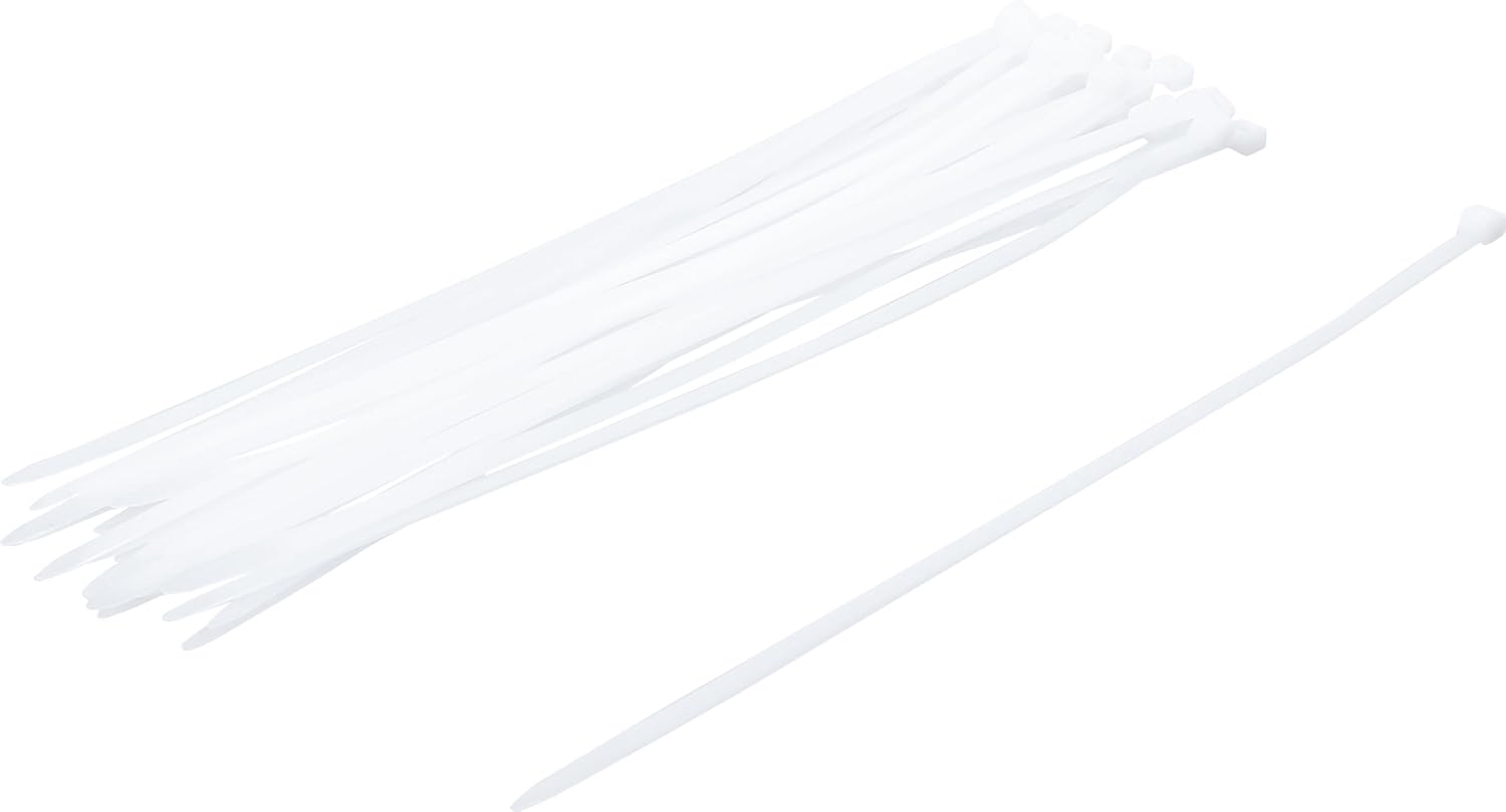 BGS 80878 Kabelbinder-Sortiment, 30-tlg., weiß, 8,0 x 400 mm – Nylon 66