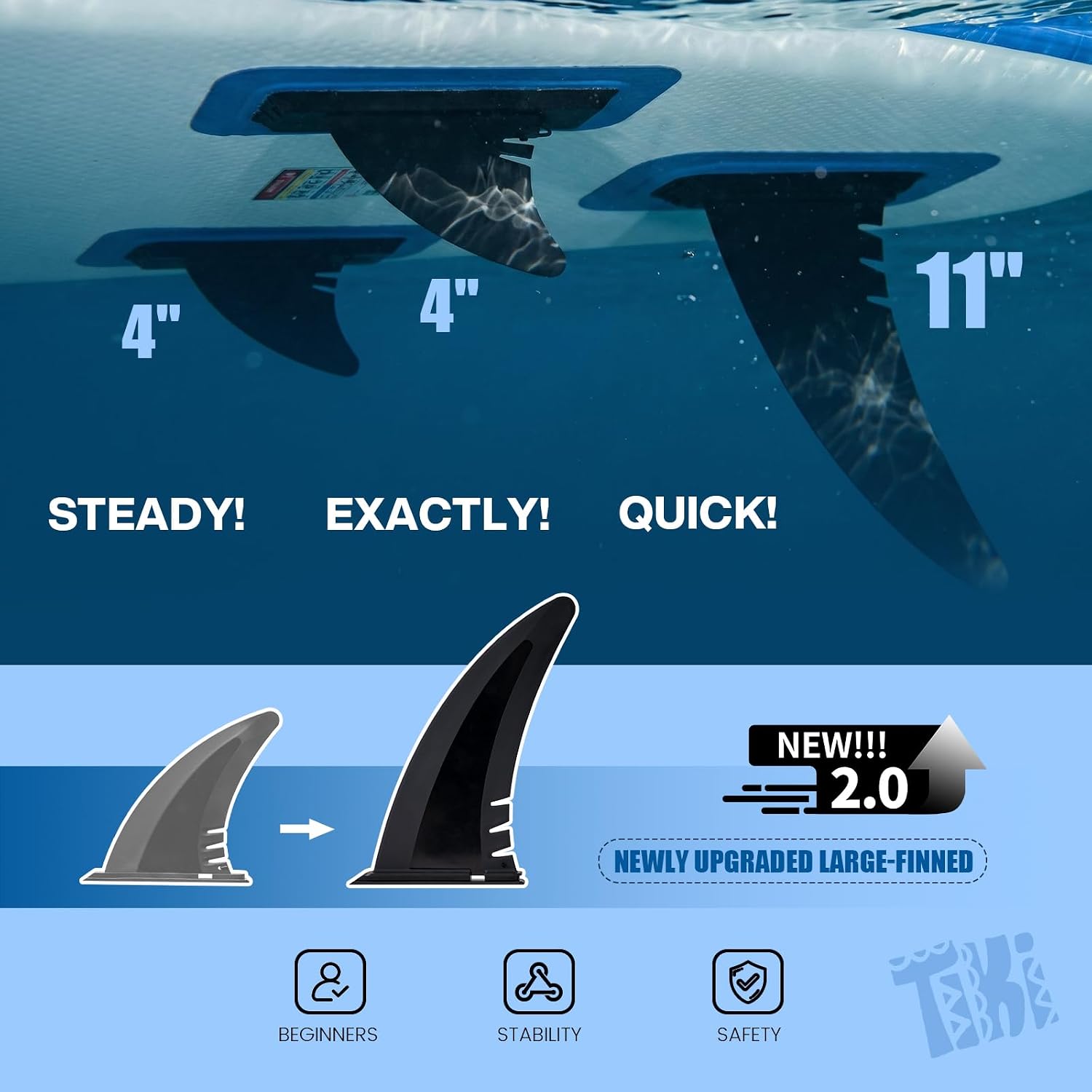 Thumbnail 5 de FunWater 10'6" Inflatable SUP with 11-Inch Fin and Anti-Slip EVA Deck