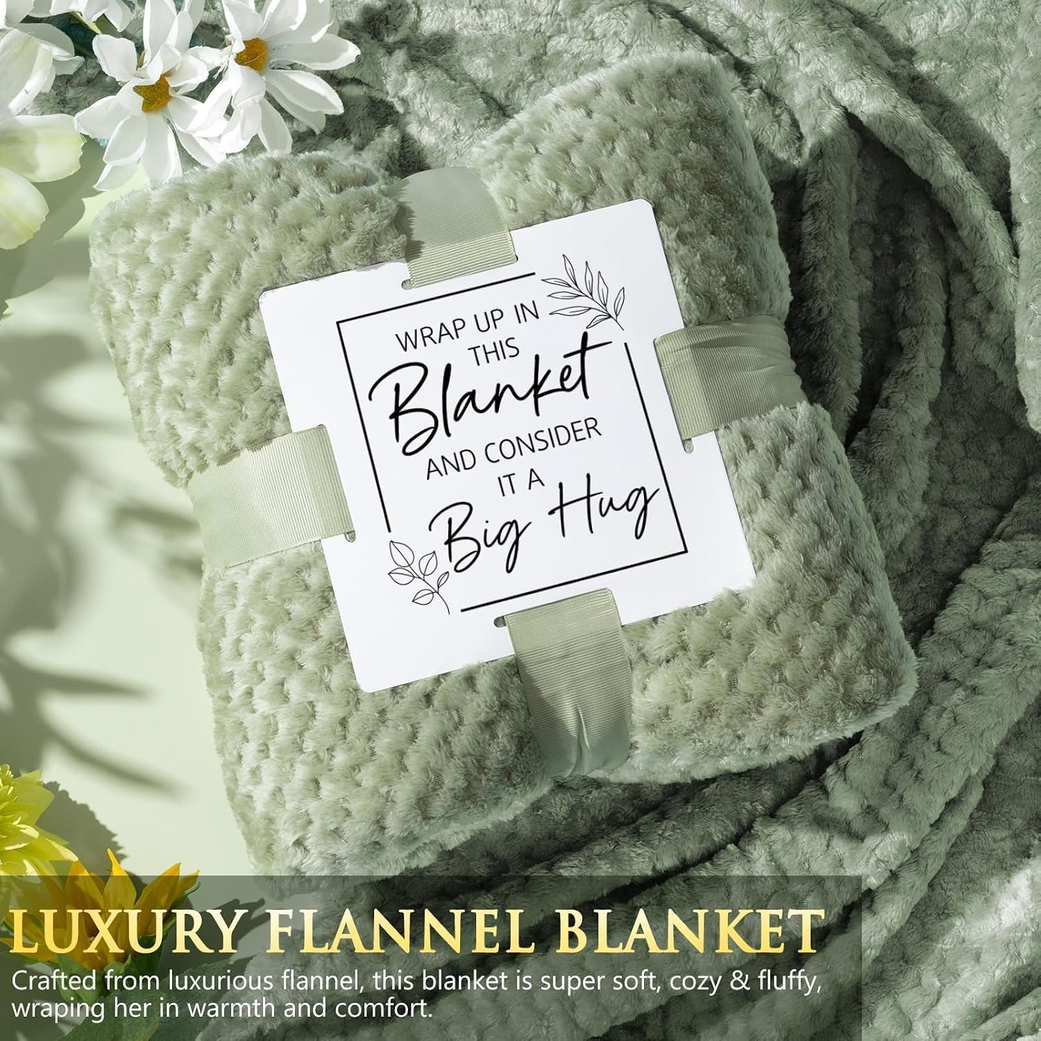 Detalle 2 de MAYICIVO Spa Self-Care Gift Basket with Throw Blanket and Crochet Bouquet