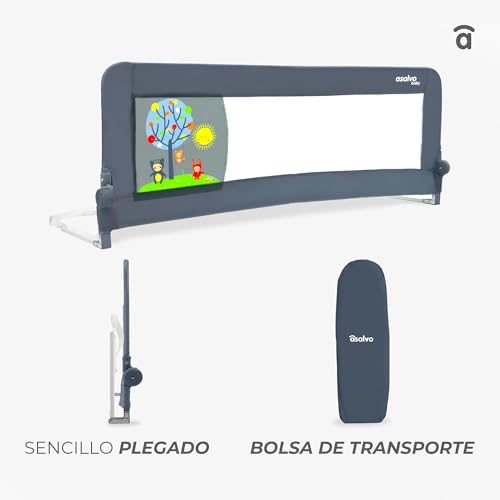 Thumbnail 6 de Asalvo Barrera de Cama 2 en 1 de 150 cm para Niño - Abatible, Apta para Cama Nido y Fácil de Transportar