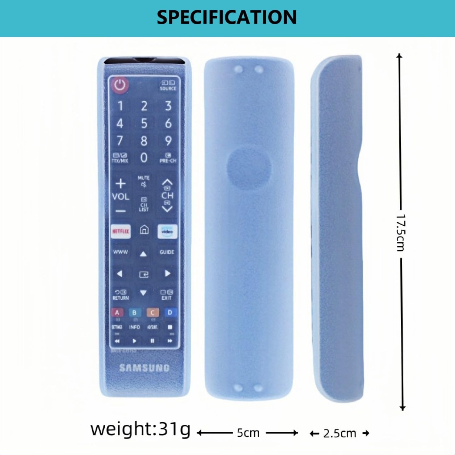 Detalle de Silicone Remote Control Case for Samsung TV Remotes (BN59 series) – Skin-Friendly, Washable