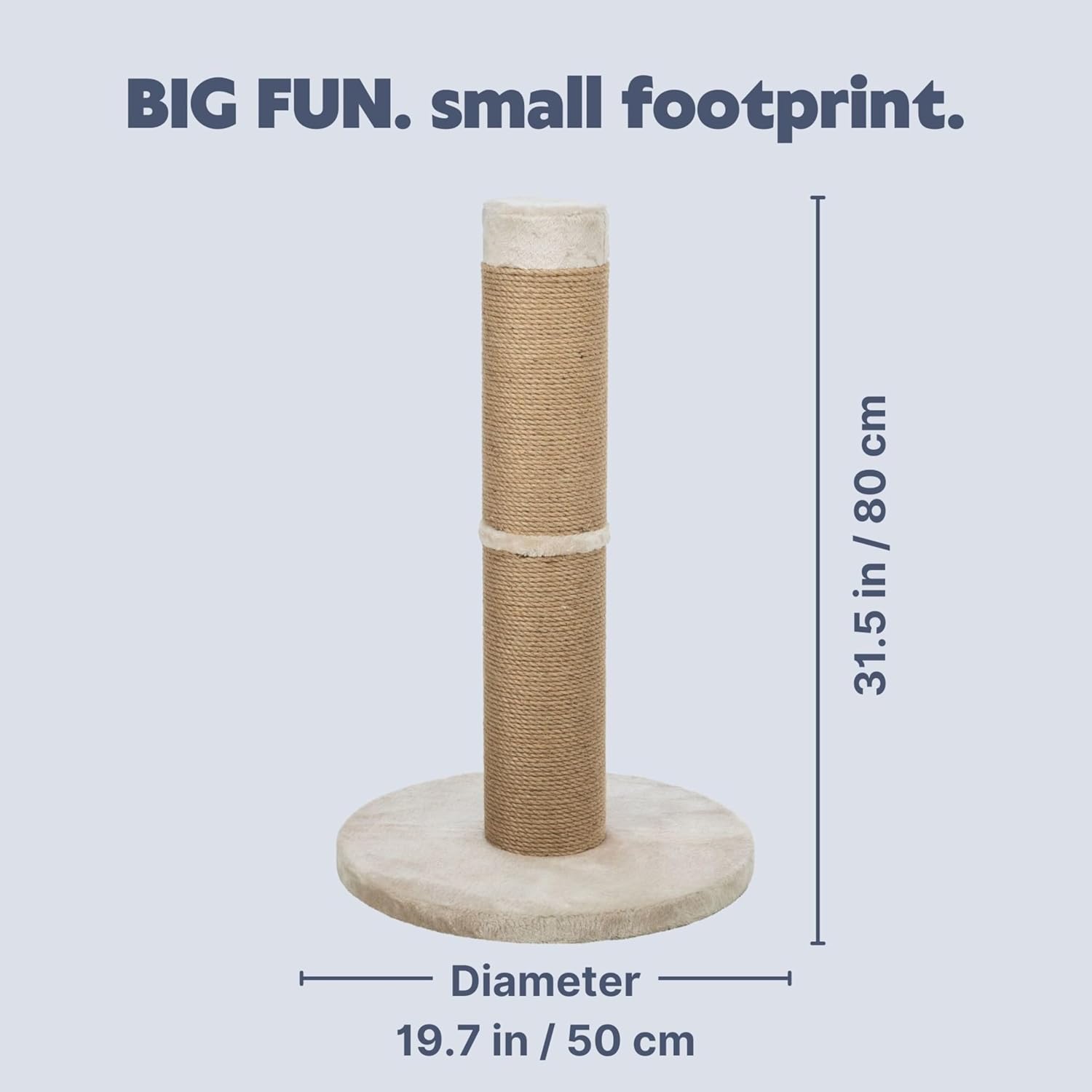 Detalle de TRIXIE Rue Griffoir XXL en sisal pour chats de grande taille avec base peluche beige – 80 cm