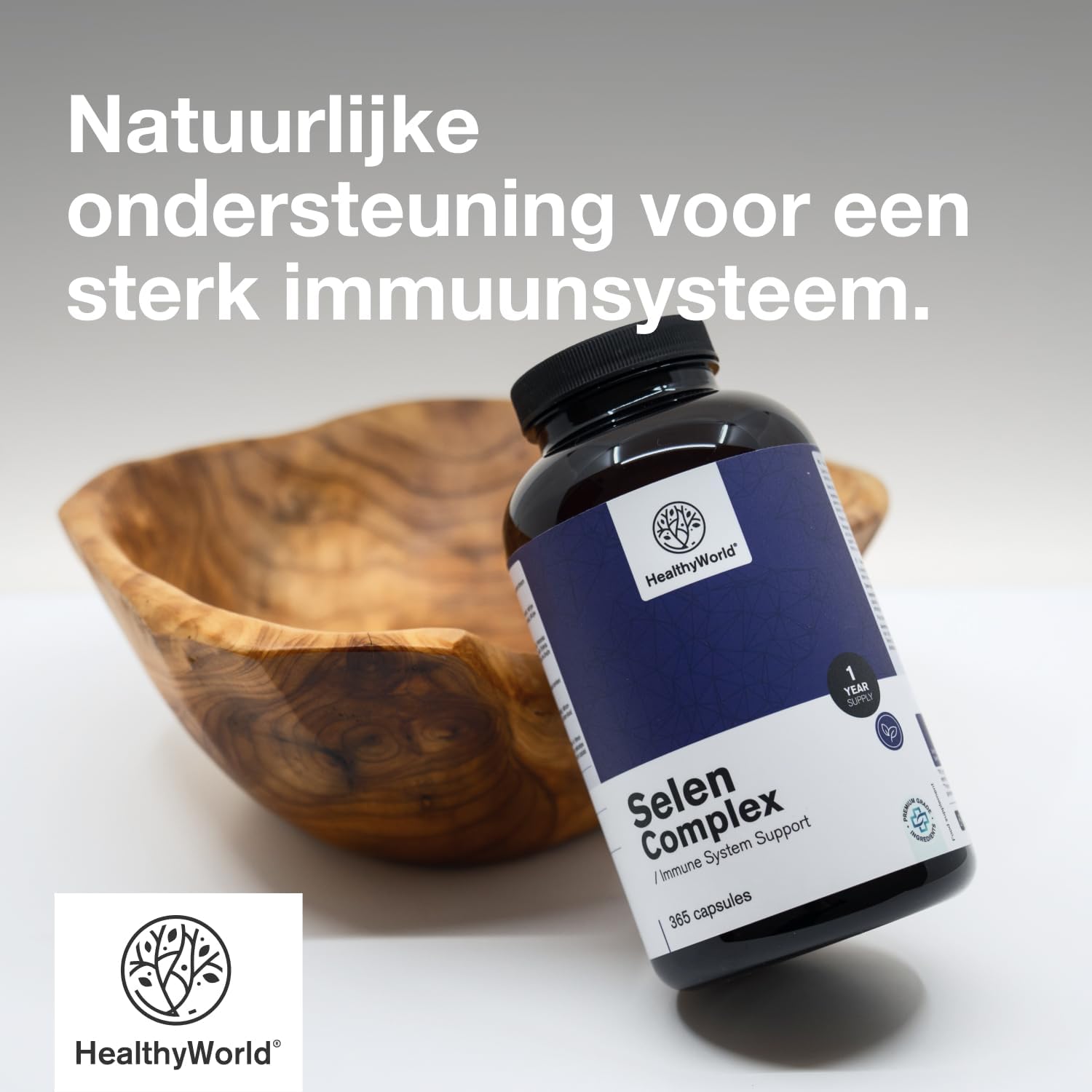 Thumbnail 1 de HealthyWorld Selen Complex 200 µg – 365 plantaardige capsules met 3 vormen selenium