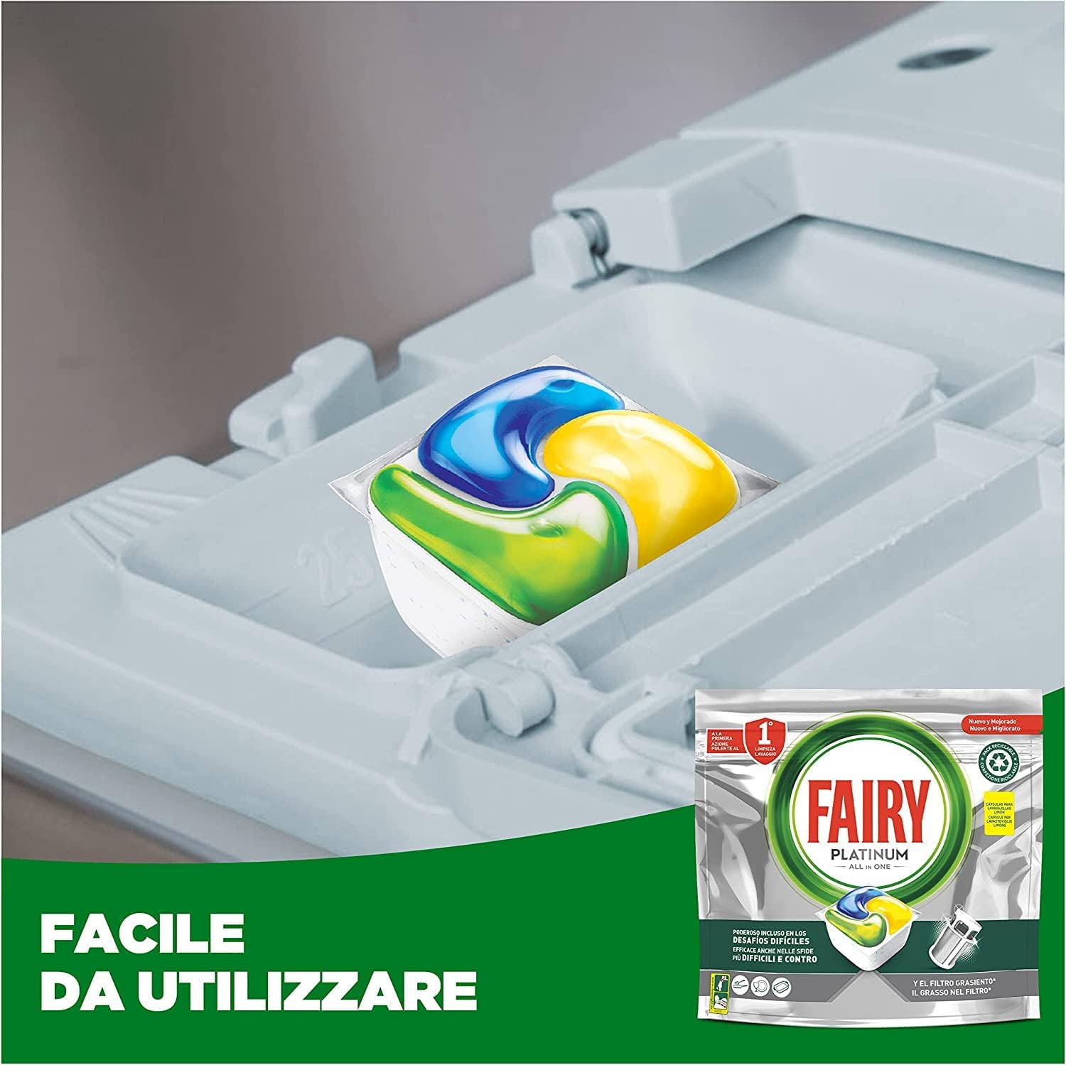 Detalle 2 de FAIRY Platinum 170 capsule pastiglie lavastoviglie