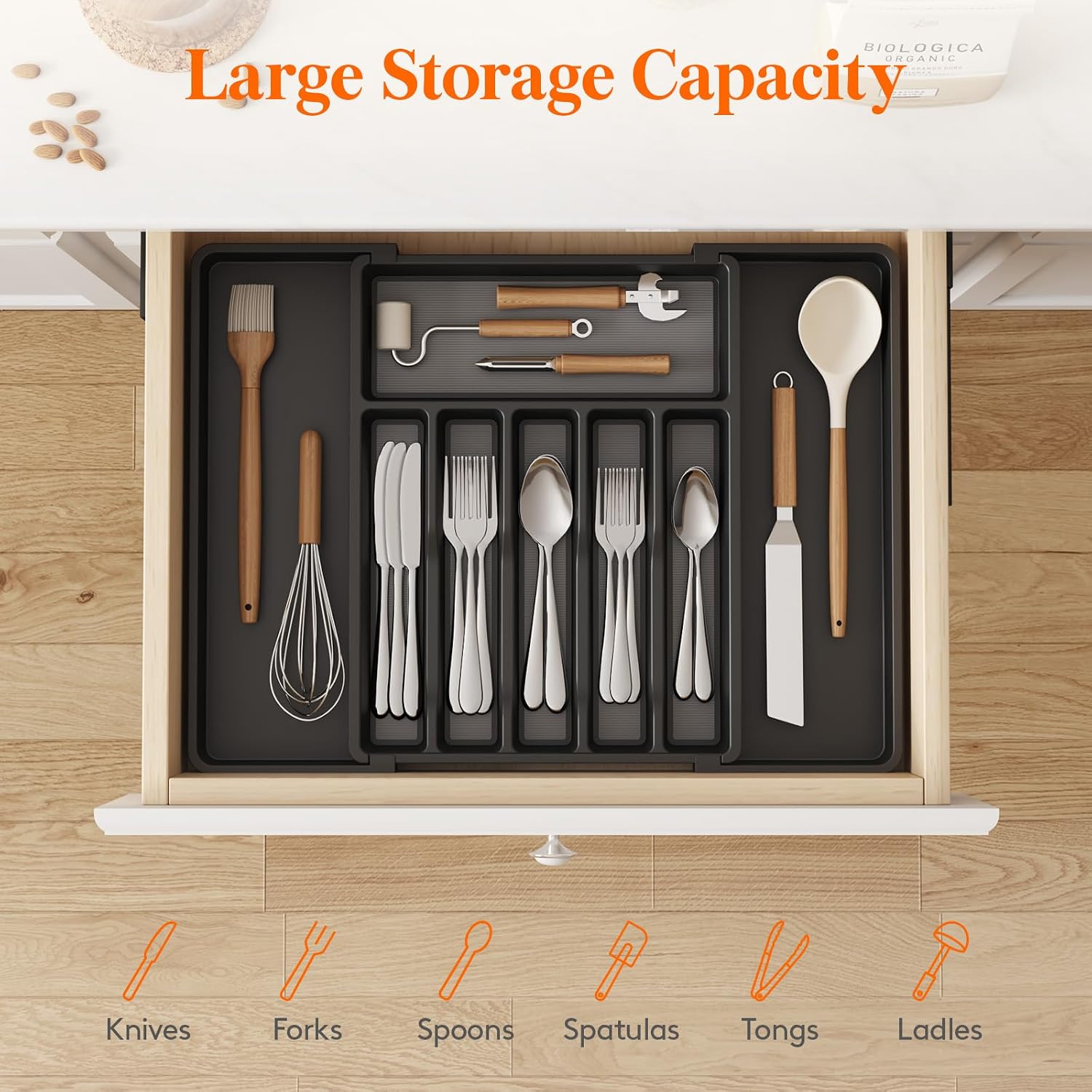 Detalle de Lifewit Silverware Drawer Organizer, Expandable