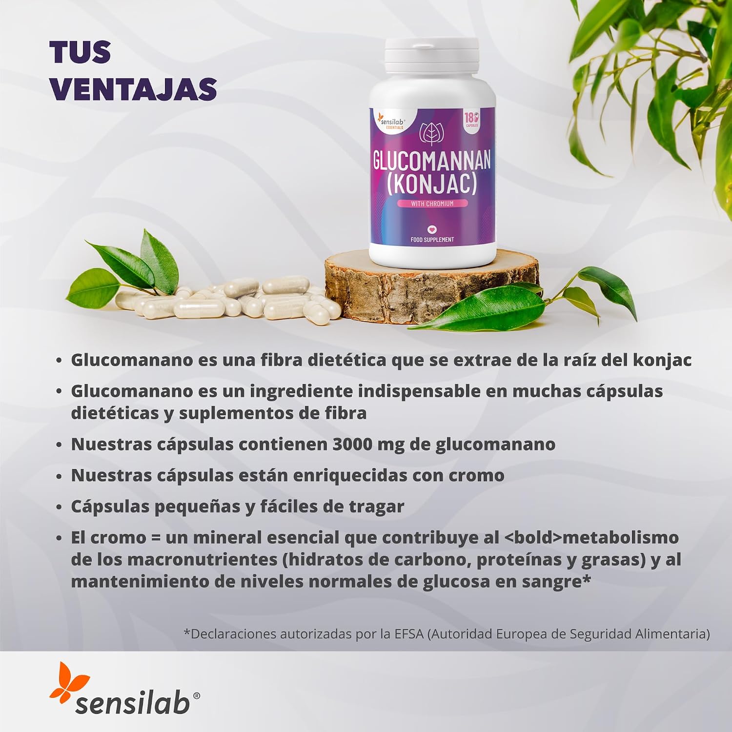Thumbnail 1 de Sensilab Essentials Glucomanano 3000 mg 🌱 - Vegano y Puro
