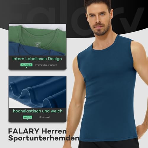 Detalle de FALARY Débardeur Homme Lot de 3 – 100% coton, Noir/Bleu/Olive, taille XL