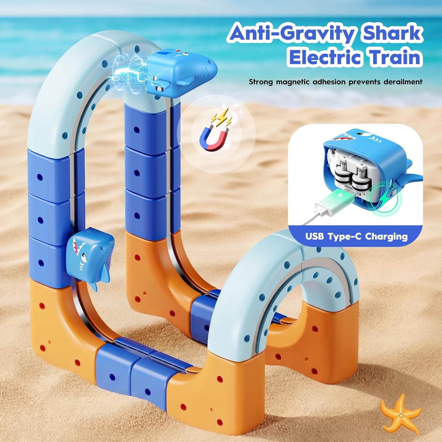 Detalle de 117 Pezzi Giochi Bambini 3–8 Anni: Cubi Binari 3D con Trenino Squalo Magnetico per Mondi Oceano