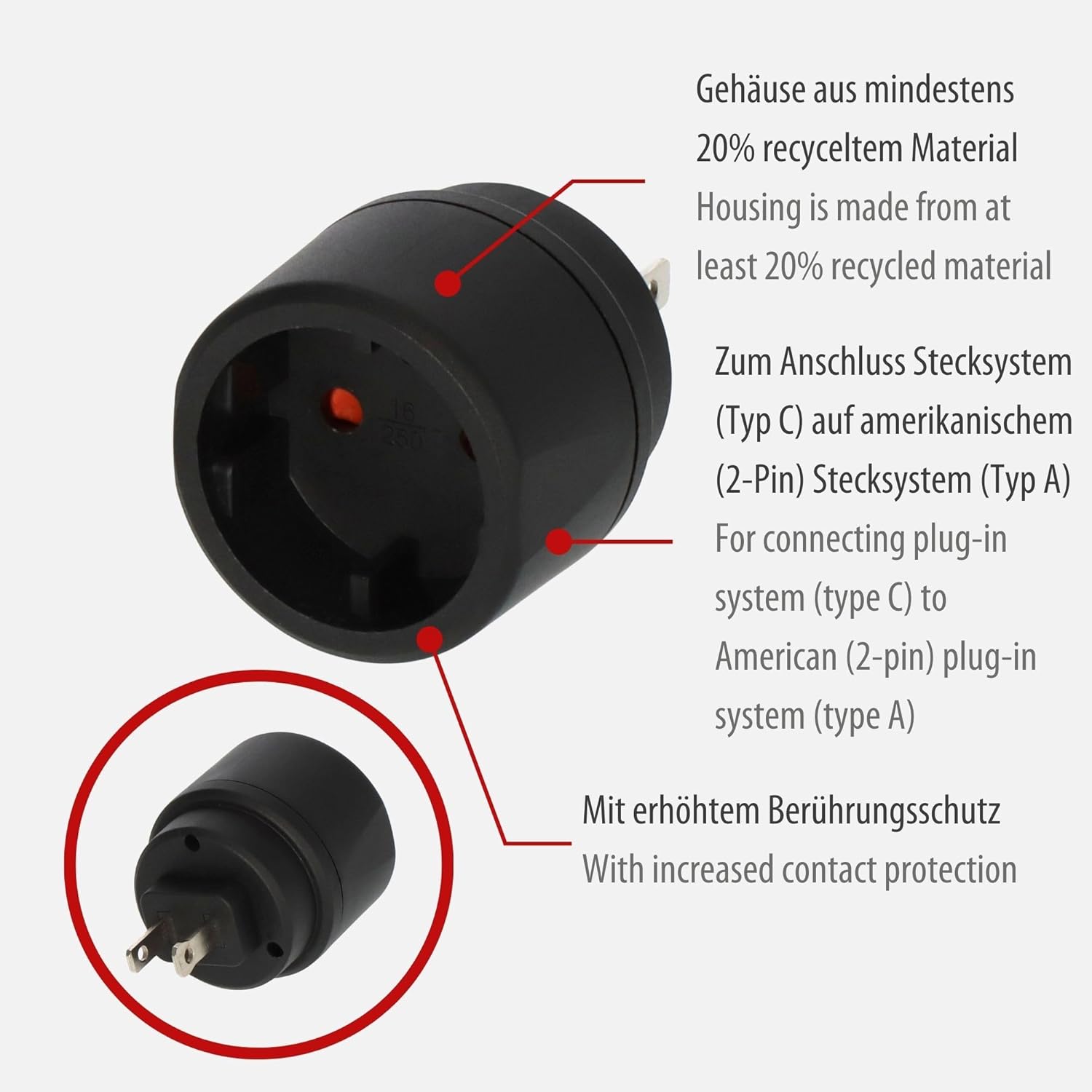 Thumbnail 1 de Adaptateur secteur de voyage Brennenstuhl 1508450 Euro/USA-Japon — Noir