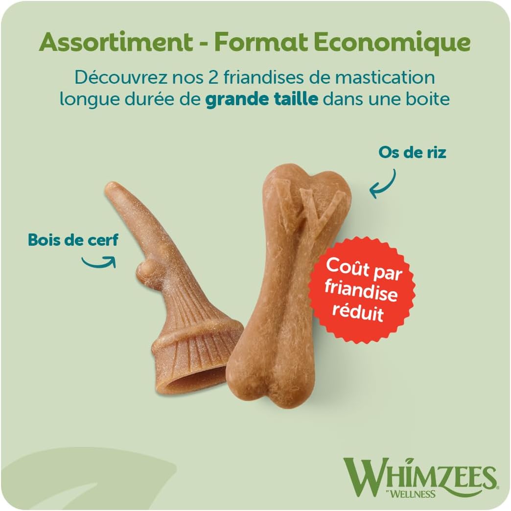 Detalle de WHIMZEES Boîte de Variété L, 30 Pièces – Friandises dentaires naturelles pour Chiens de Grande Taille (Taille L)