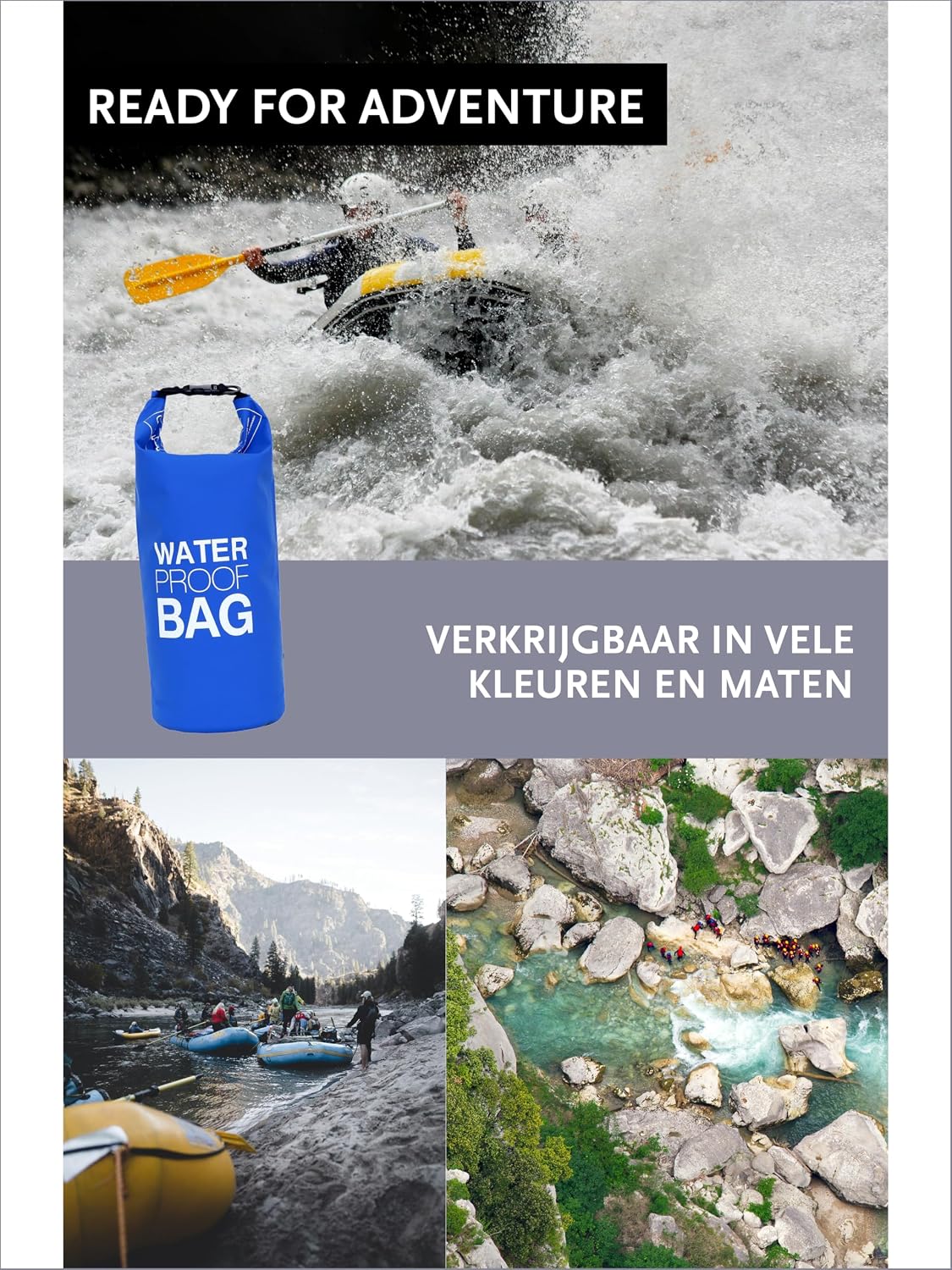 Detalle 1 de DonDon W-BAG-pnt drybag van 500D PVC met verstelbare schouderriem