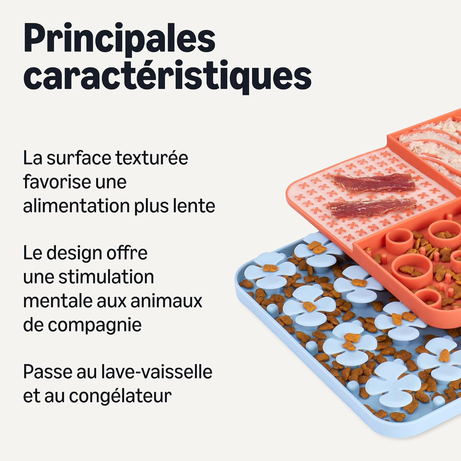 Detalle 2 de Amazon Basics Lot de 2 Tapis d'alimentation en Silicone pour Chiens et Chats (19,7 x 19,7 cm)