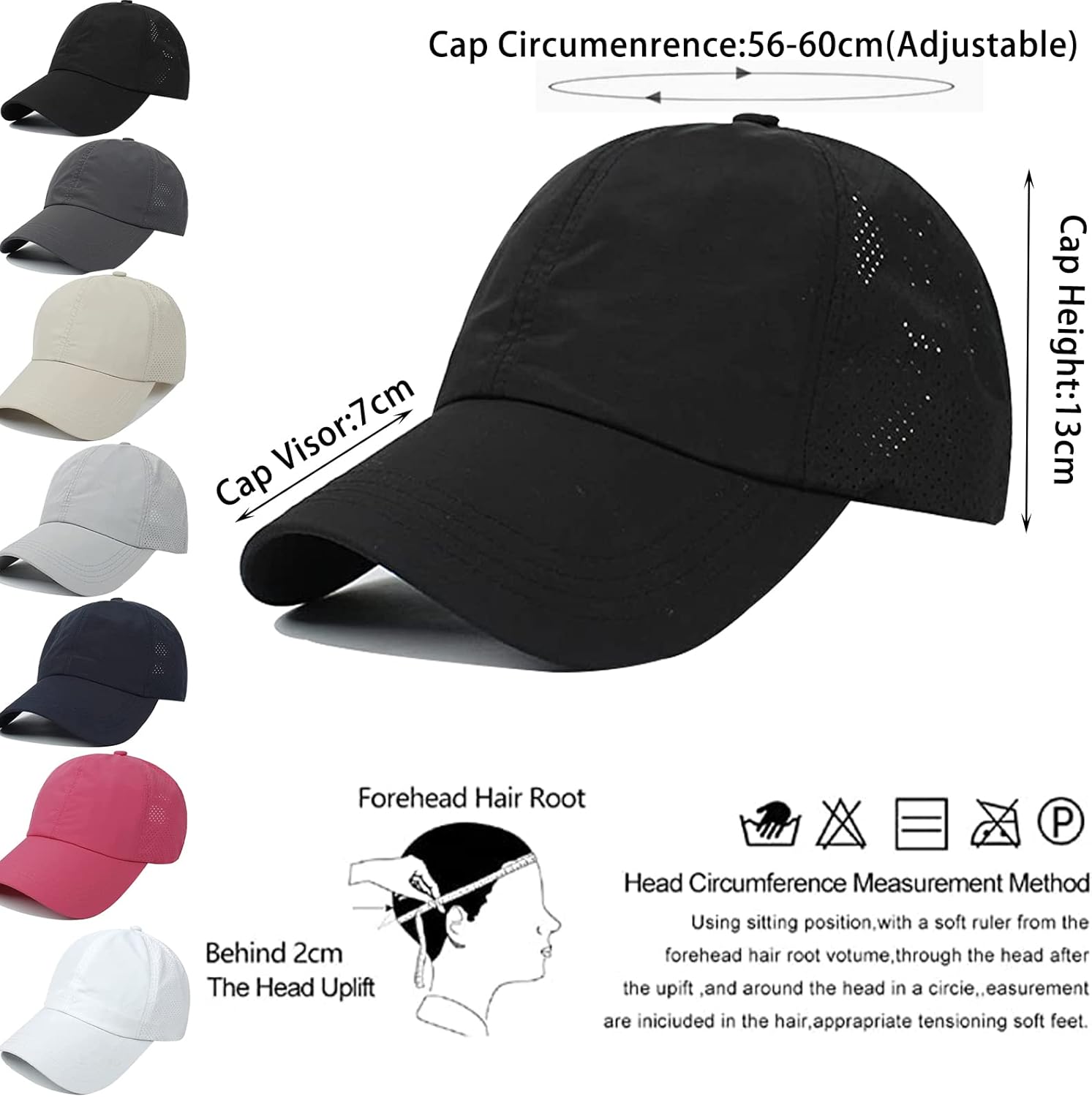 Detalle de Enwokran Women's Ponytail Baseball Cap: Adjustable, Breathable and Quick-Drying