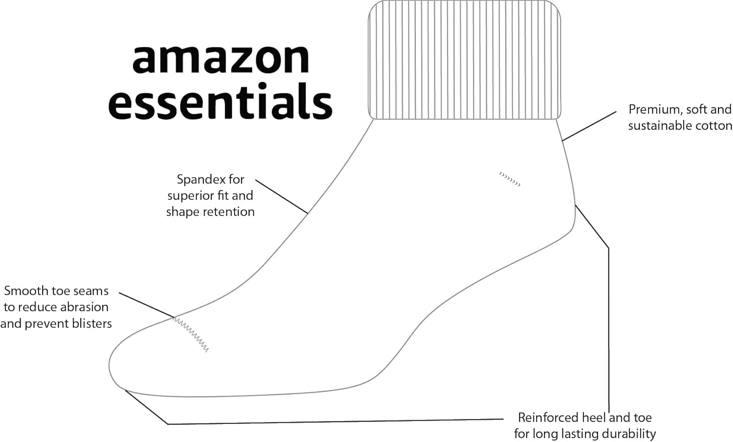 Thumbnail 1 de Amazon Essentials Women’s Lightweight Turn Cuff Socks, 6 Pairs