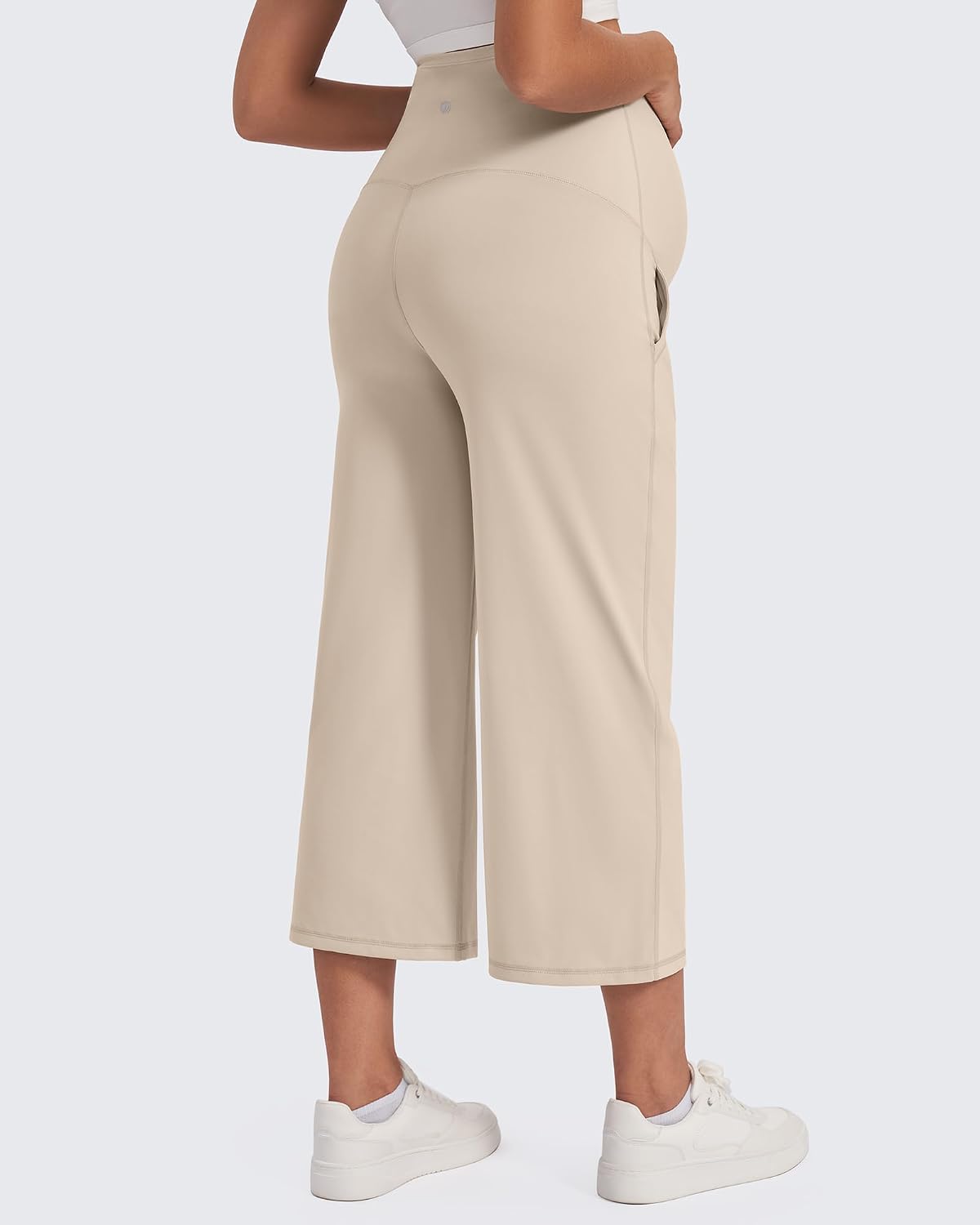 Detalle 2 de G4Free Wide Leg Maternity Trousers over the Belly Capri Yoga Pants (with Pockets)