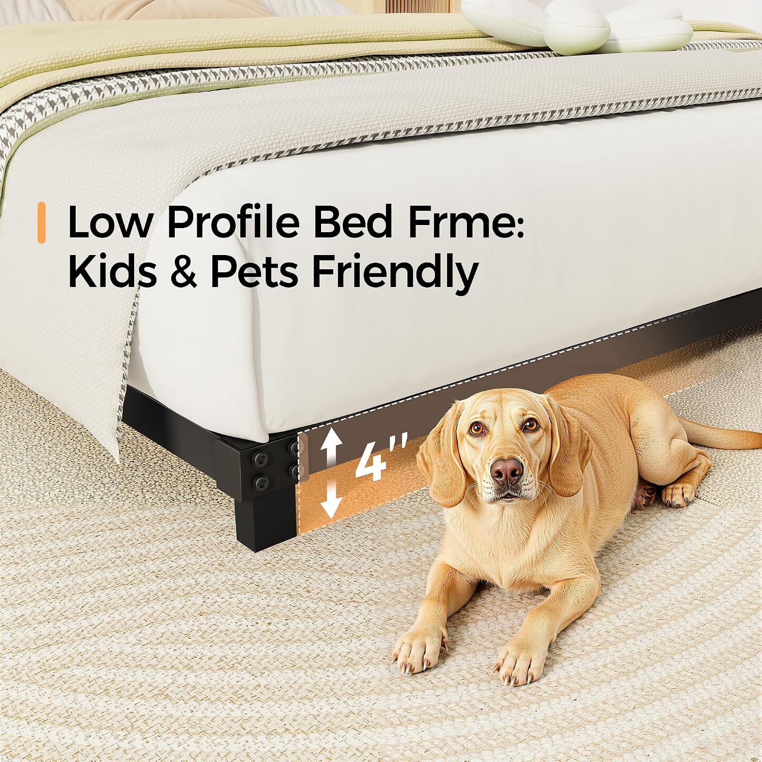 Detalle 2 de Lurxhome LH-0015-T Twin Metal Bed Frame, 4-Inch Low Profile