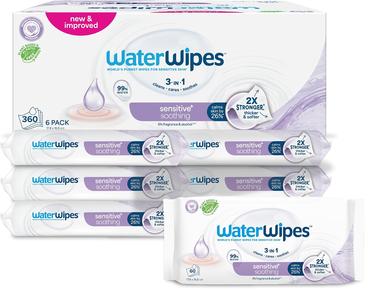 Detalle de WaterWipes Sensitive+ Soothing Wipes 360 Count