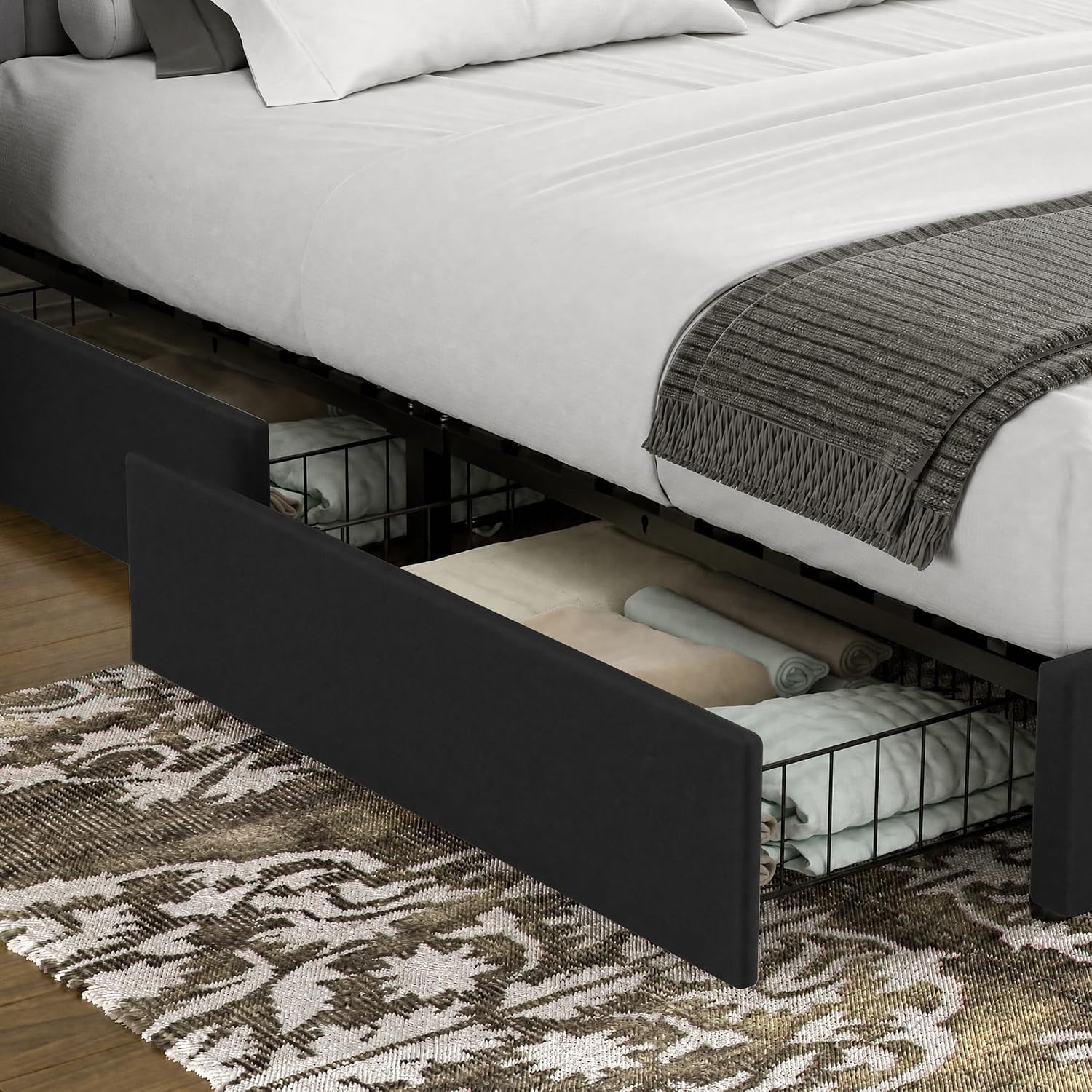Detalle de VECELO Upholstered Bed Frame, Full Size