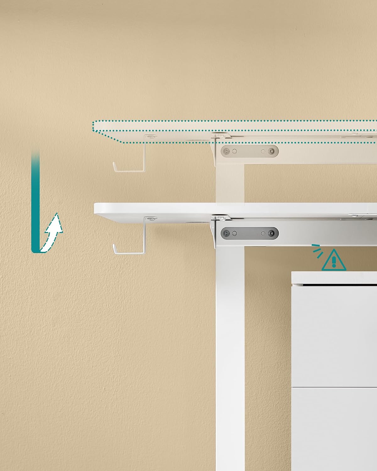 Detalle de SONGMICS BALOK LSD136W01 elektrisch zit-stabureau, 4 geheugenhoogtes, mat wit