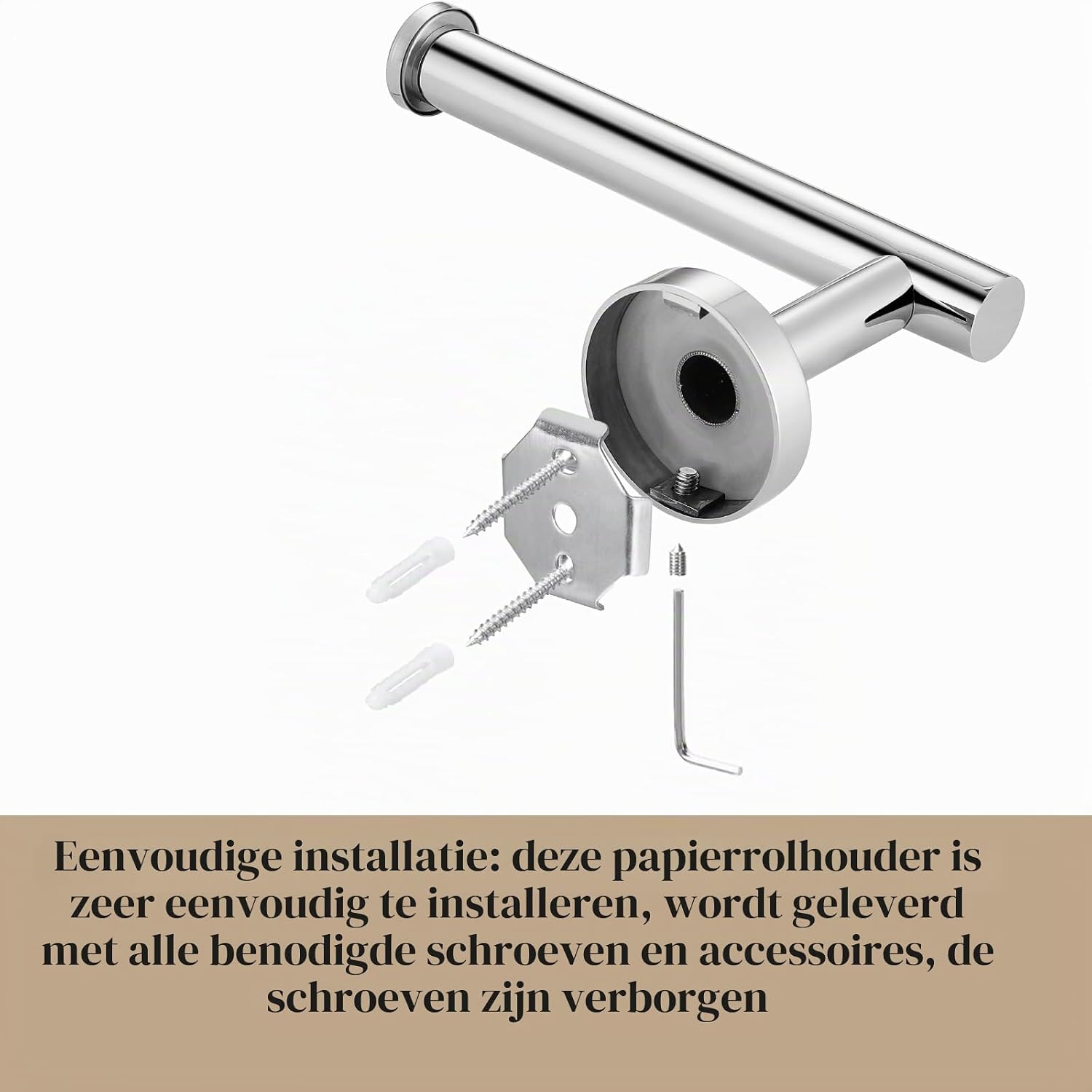 Detalle de Markcco MKEU-DK-004 toiletrolhouder van gepolijst chroom voor grote rollen