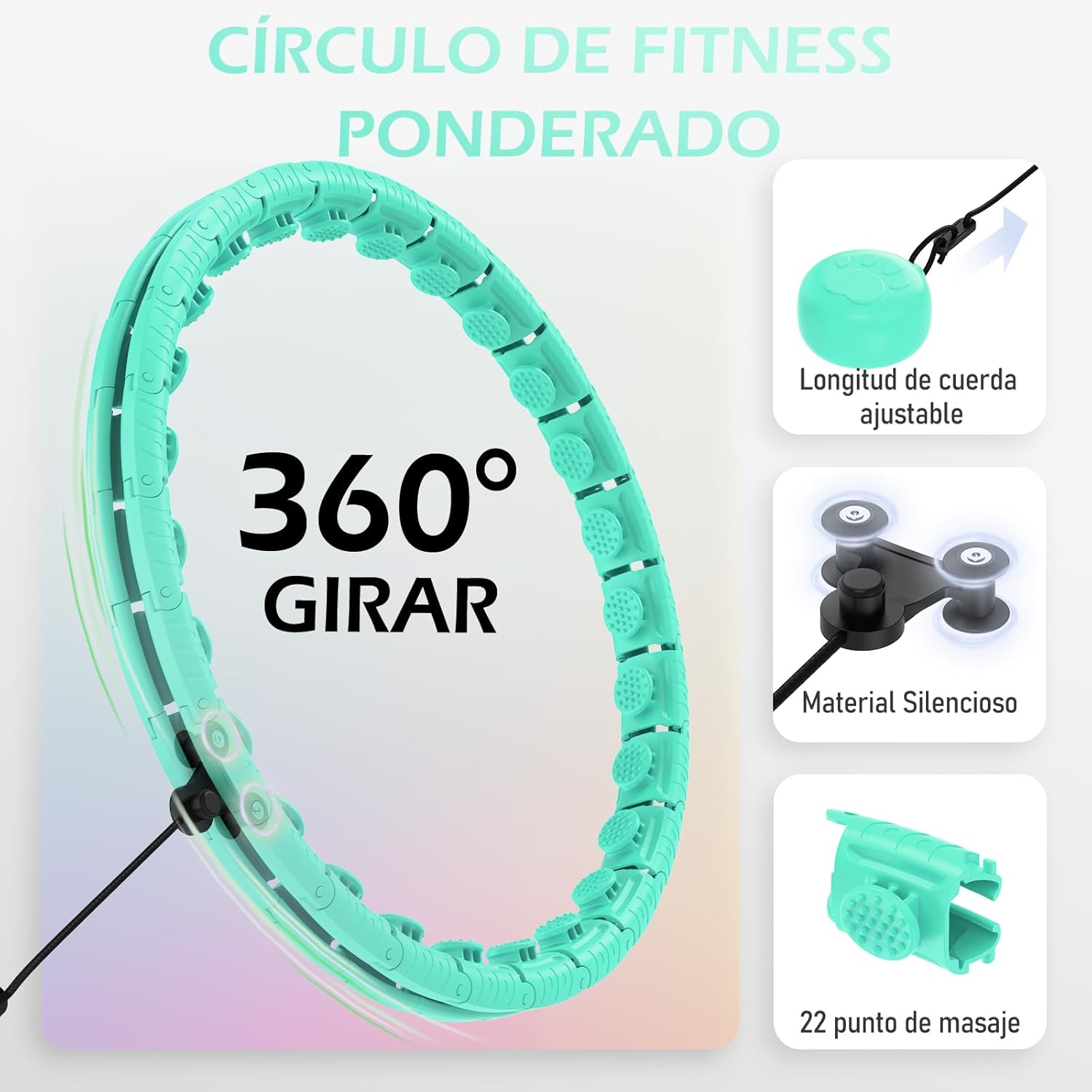 Thumbnail 2 de JLoibao Smart Hula Hoop Fitness 24 anillos