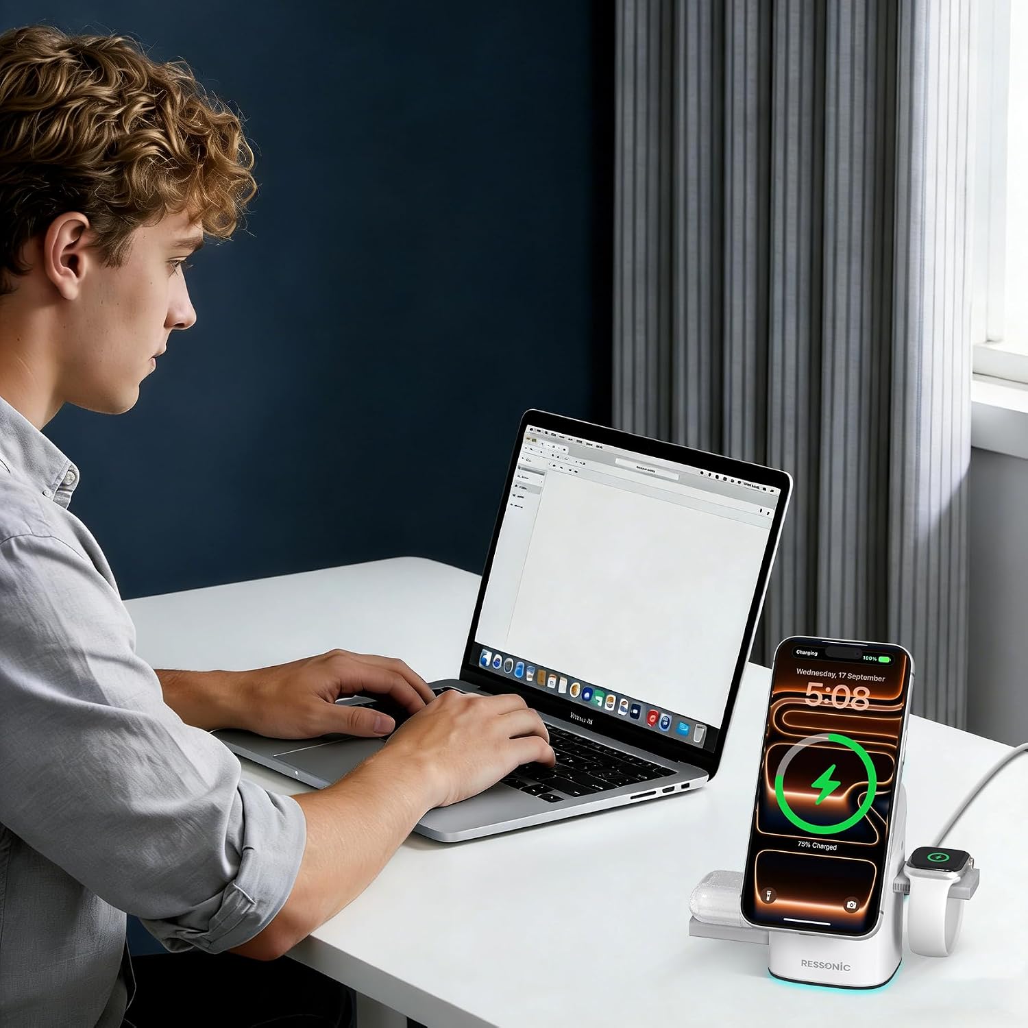 Thumbnail 6 de RESSONIC 3-in-1 Wireless Charging Station, 25W Magnetic Dock