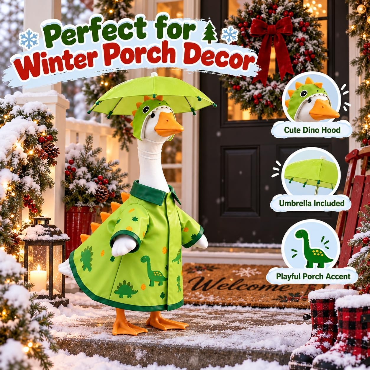 Detalle de holoith HW0002A1 Porch Goose Dinosaur Raincoat Outfit with Umbrella Hat