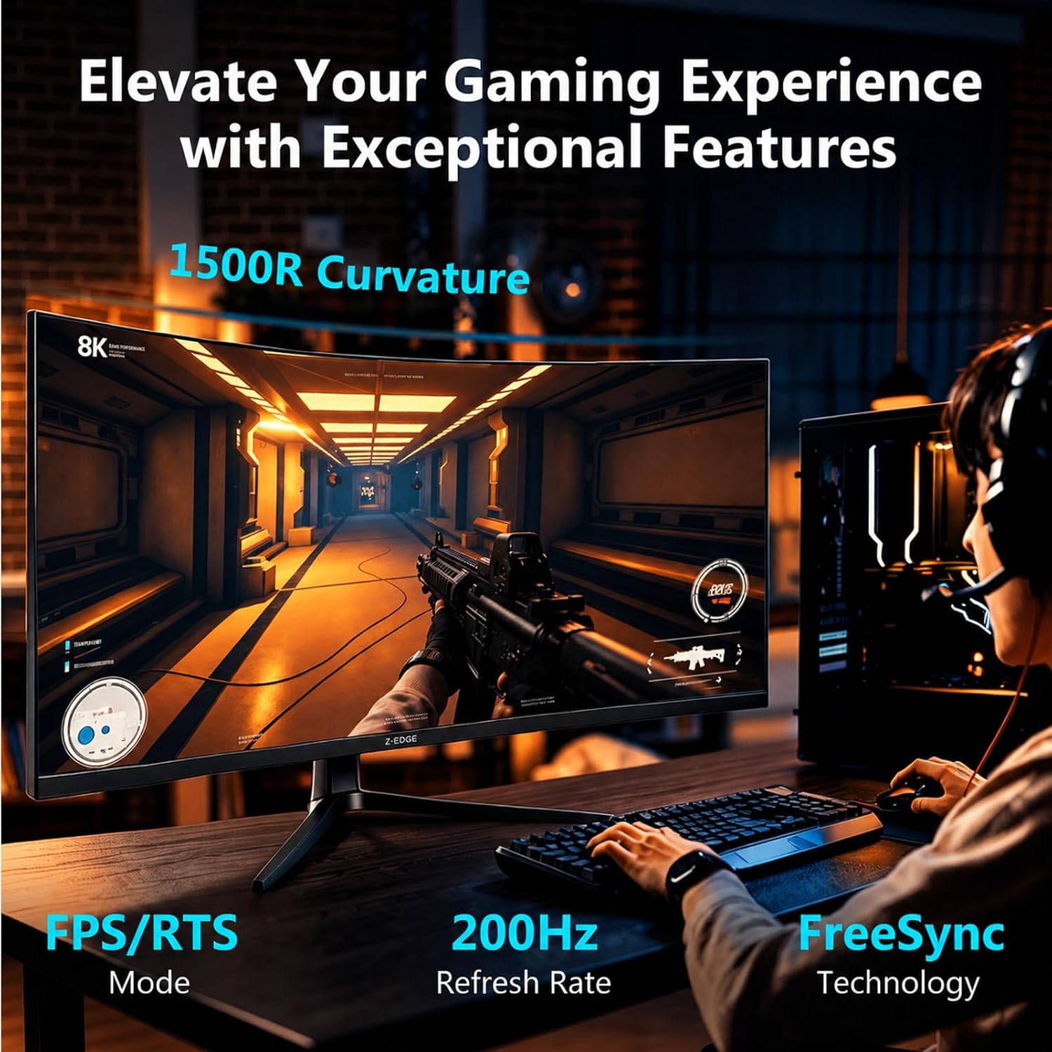 Detalle 2 de Z-Edge UG34 34" Curved Gaming Monitor 165Hz