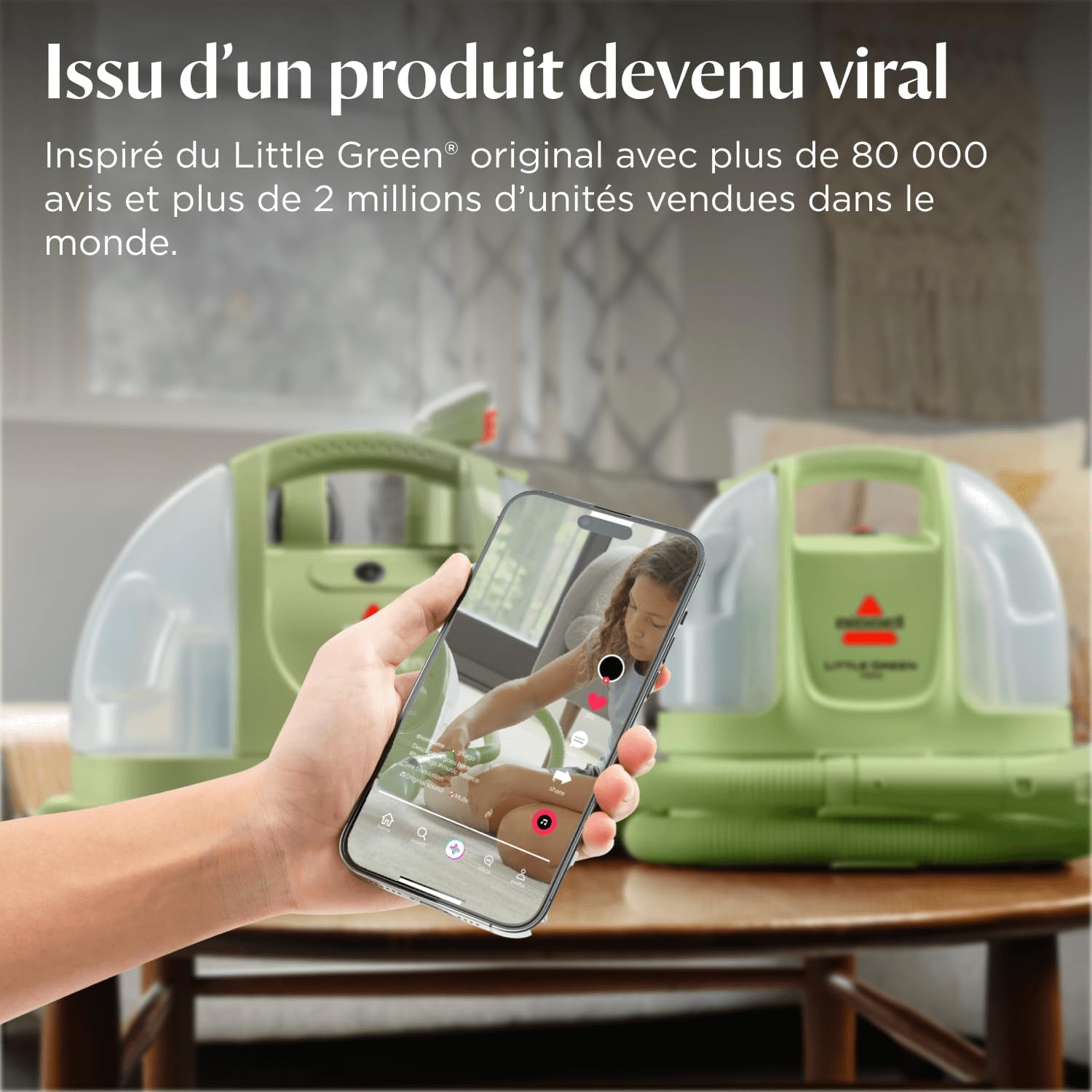 Detalle de BISSELL Little Green Mini – Détacheur portable performant et léger pour tapis, tissus et escaliers (41492)