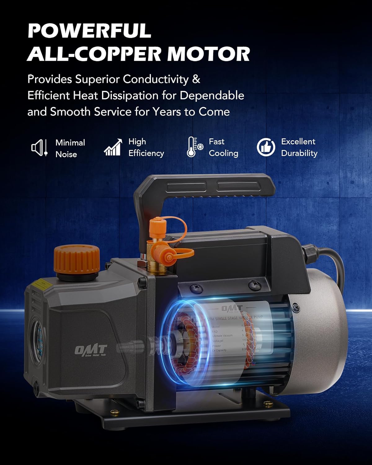 Thumbnail 1 de Orion Motor Tech Vacuum Pump: 4 CFM, 1/3 HP Single-Stage HVAC Pump Kit