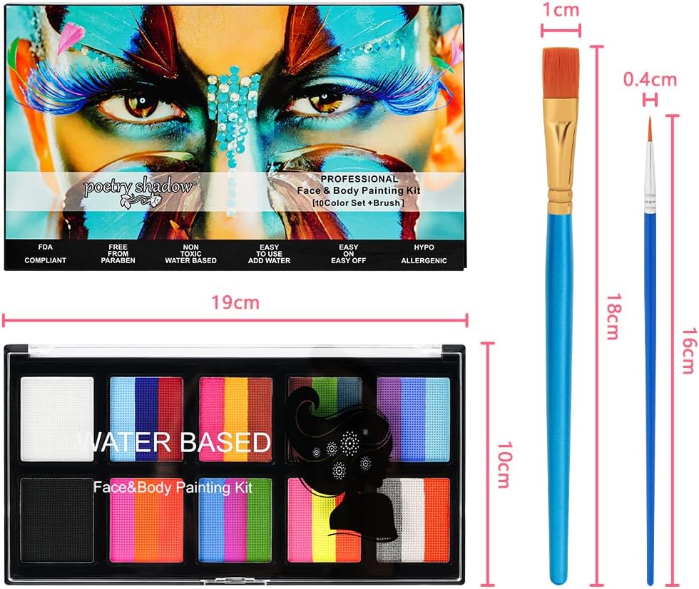 Detalle de LOPHE 26-Color Rainbow Face & Body Painting Kit – Safe, Water-Based Birthday Party Set