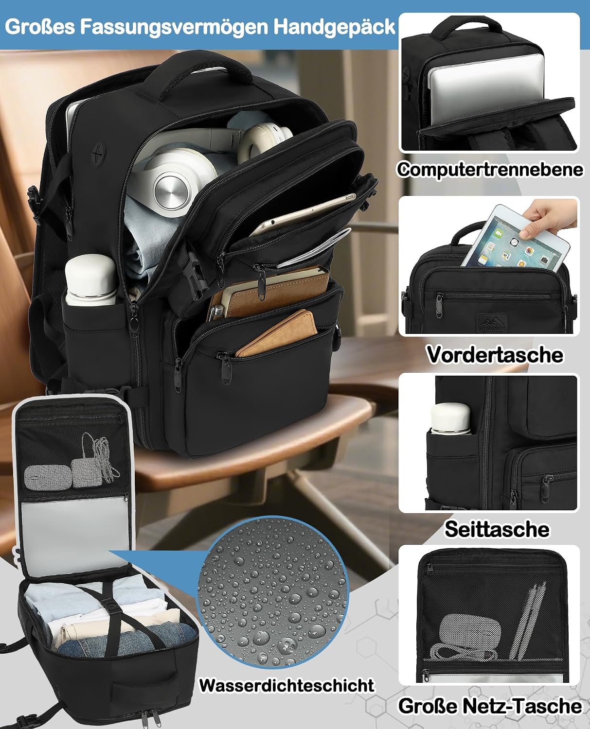 Detalle 2 de LYNXCHER Rucksack 40×20×25 Handgepäck 20L
