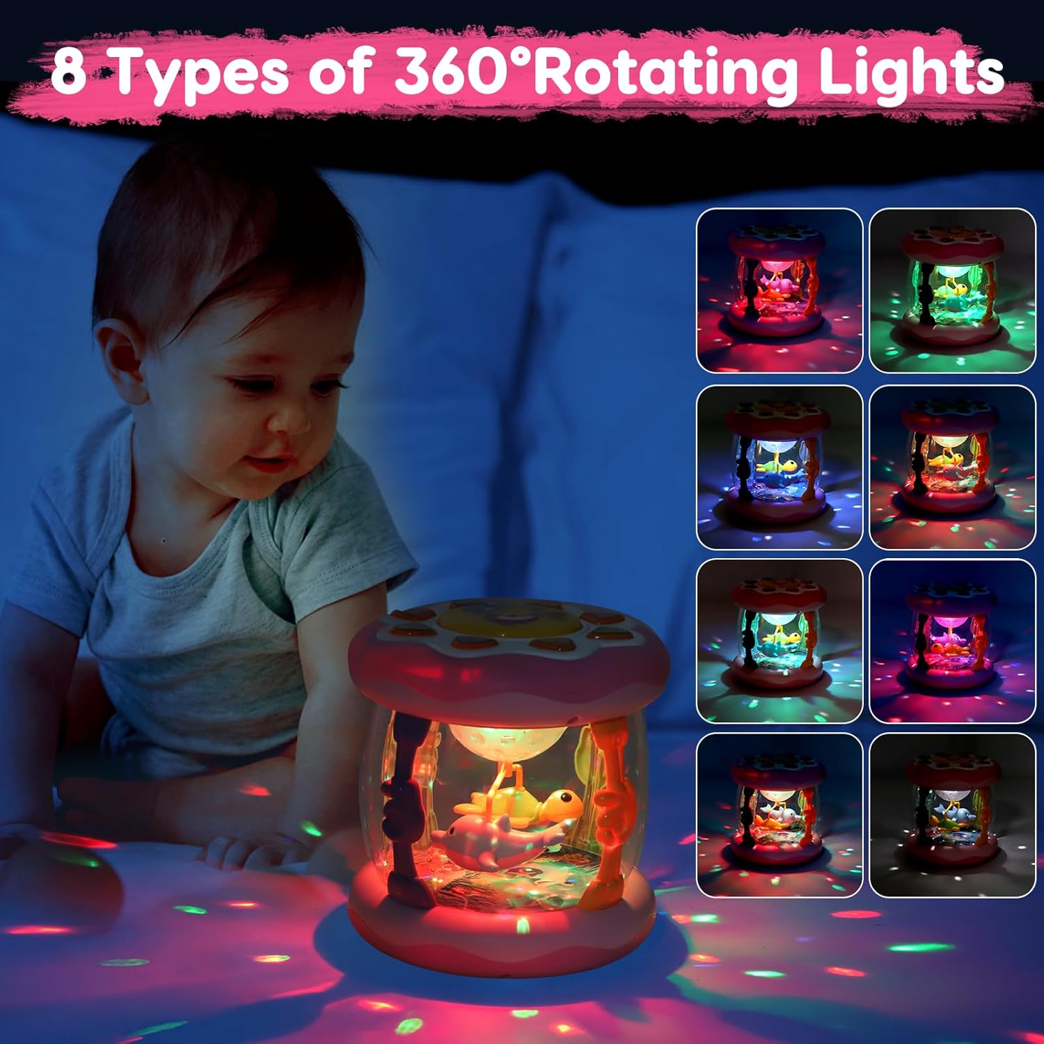 Thumbnail 4 de Baby Girl Toys Ocean Projector Rotating Musical Light-Up Tummy Time Toy (0–6 Months)