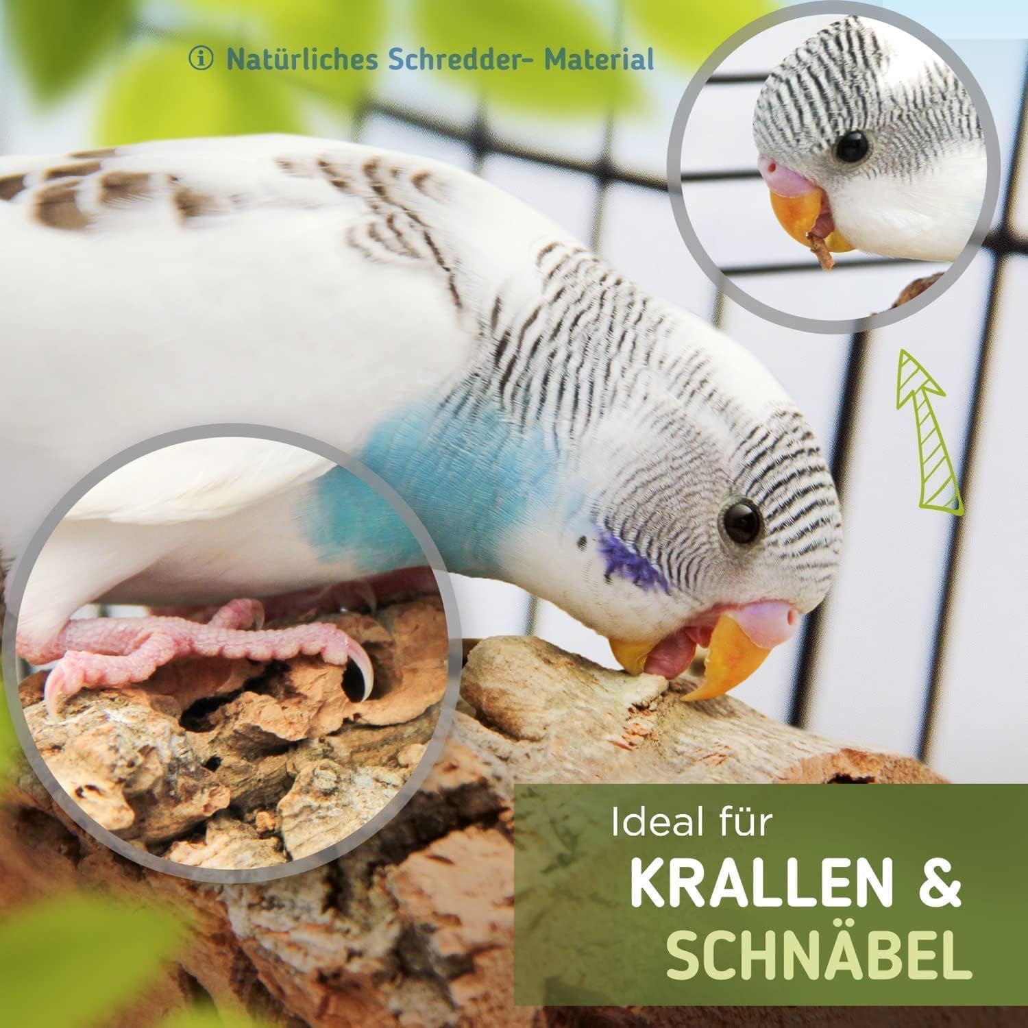 Detalle de Vogelgaleria 2 x Kork-Pickstein – Natürliche Krallen- und Schnabelpflege für Vögel
