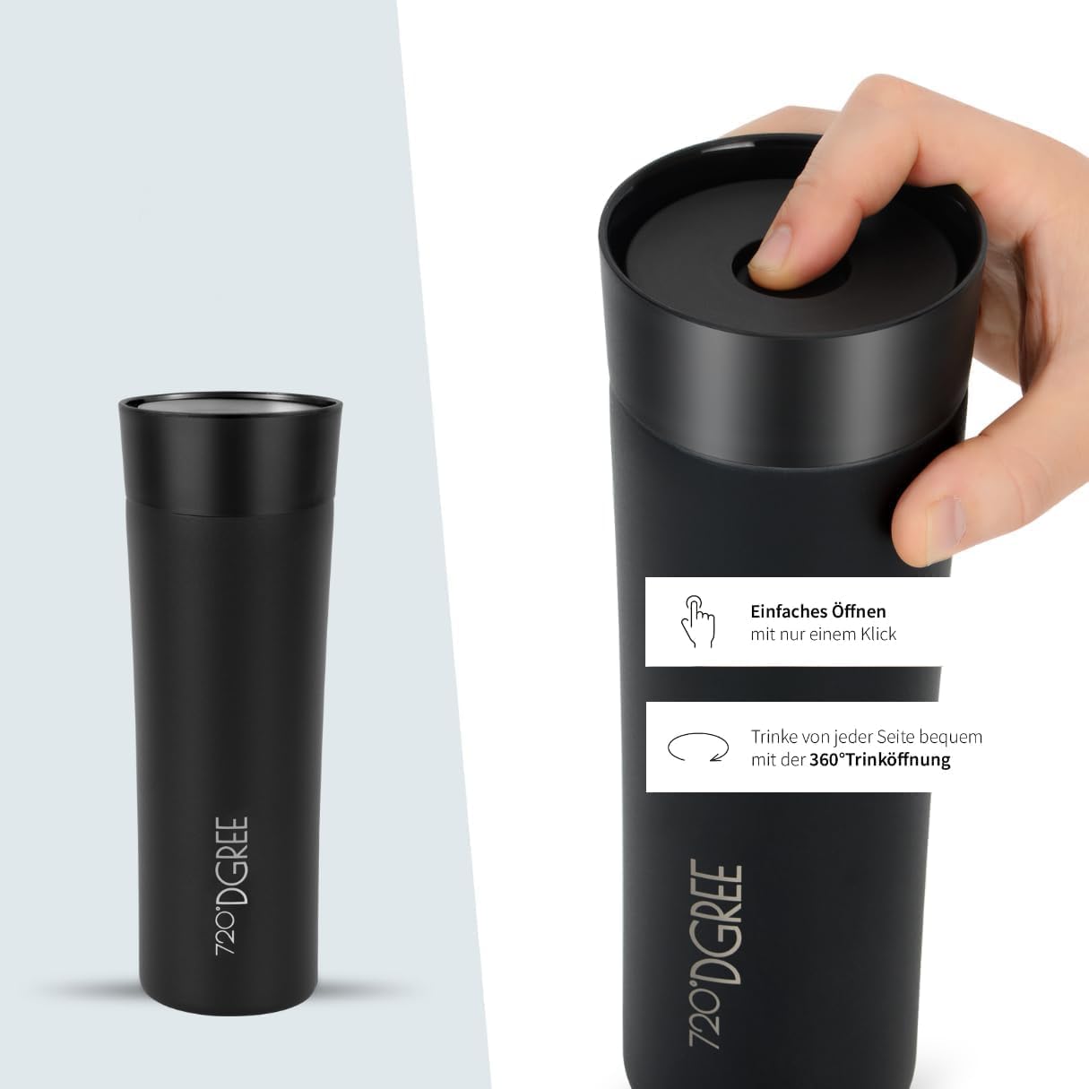 Detalle 2 de 720°DGREE Thermobecher PleasureToGo 2.0, 460 ml – schlanker Travel Mug mit 360°-Trinköffnung, BPA-frei