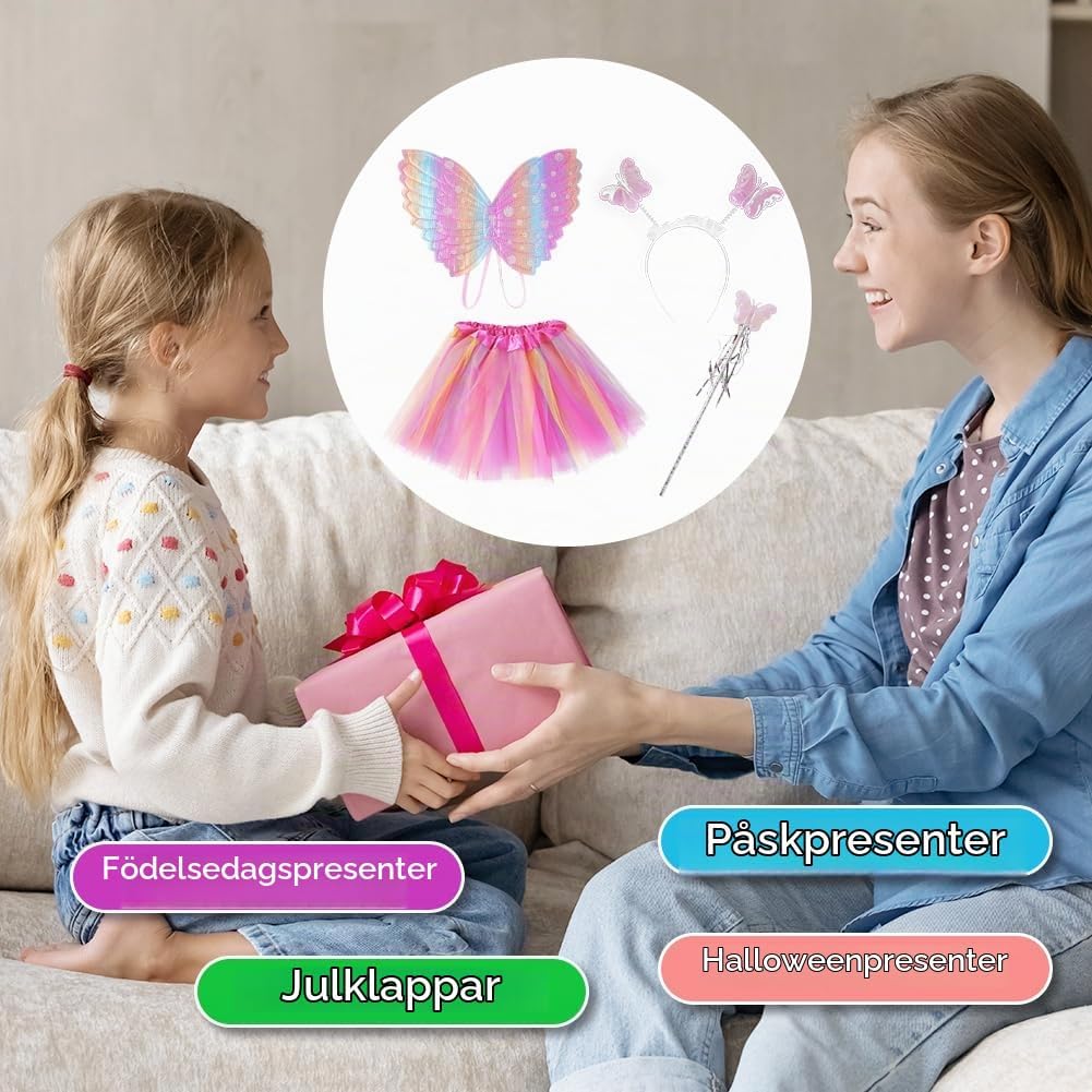 Thumbnail 6 de BSBUY fjärilsvingar för barn – utklädningsset i polyester, 3, 4, 5 eller 6 delar
