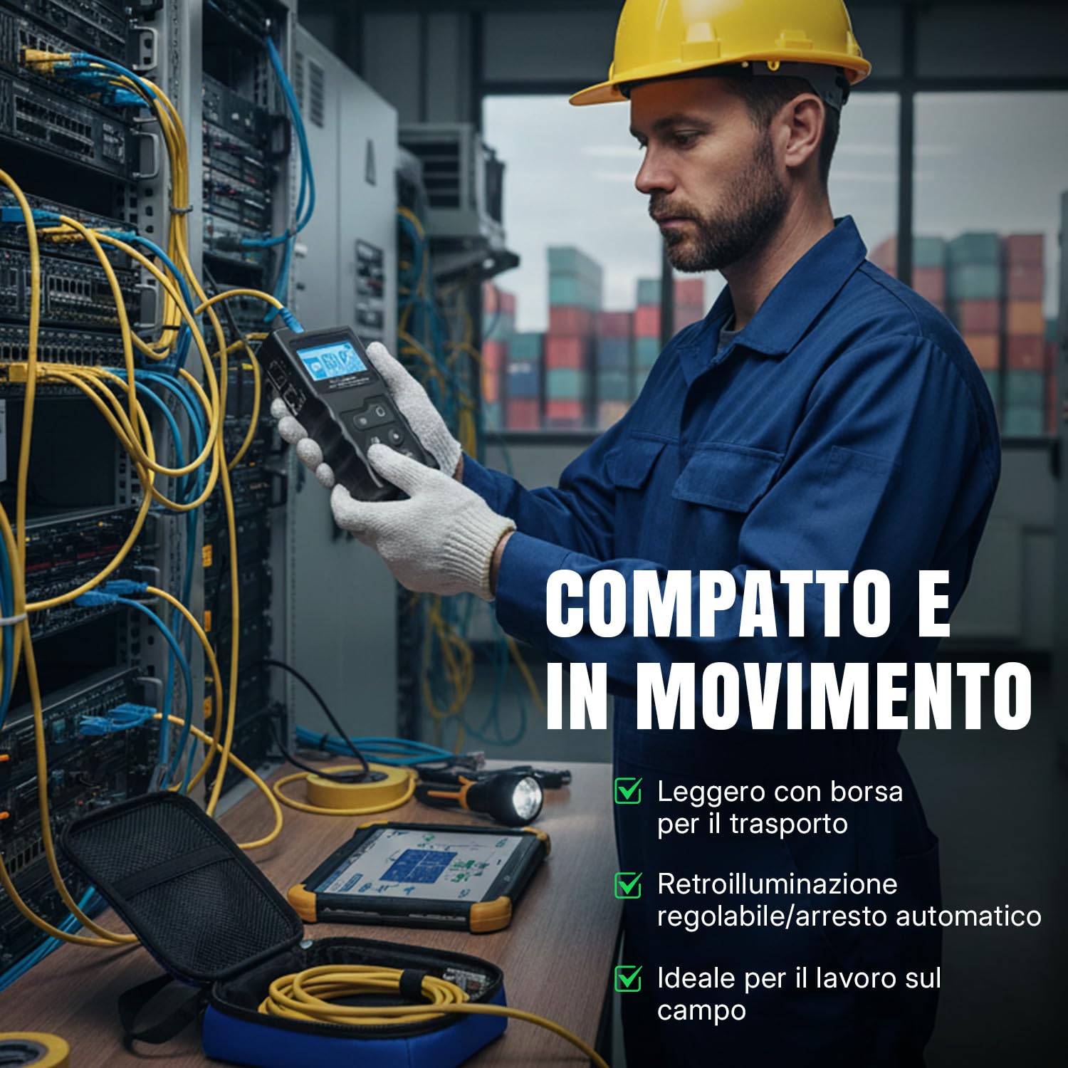 Detalle de Tolesum Tester di Rete RJ45 con LCD e test PoE per individuare corto, incrocio e circuito aperto