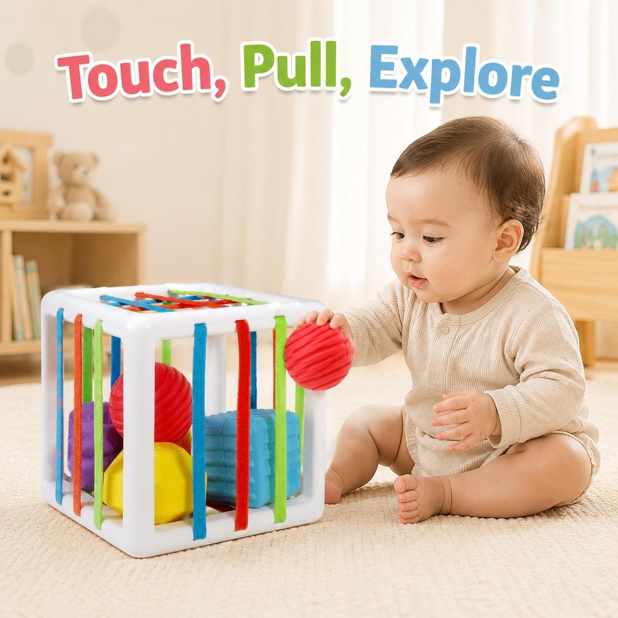 Detalle de BLCXTOYZ XB6601 Montessori Shape Sorter Activity Cube, 6-Piece Sensory Toy