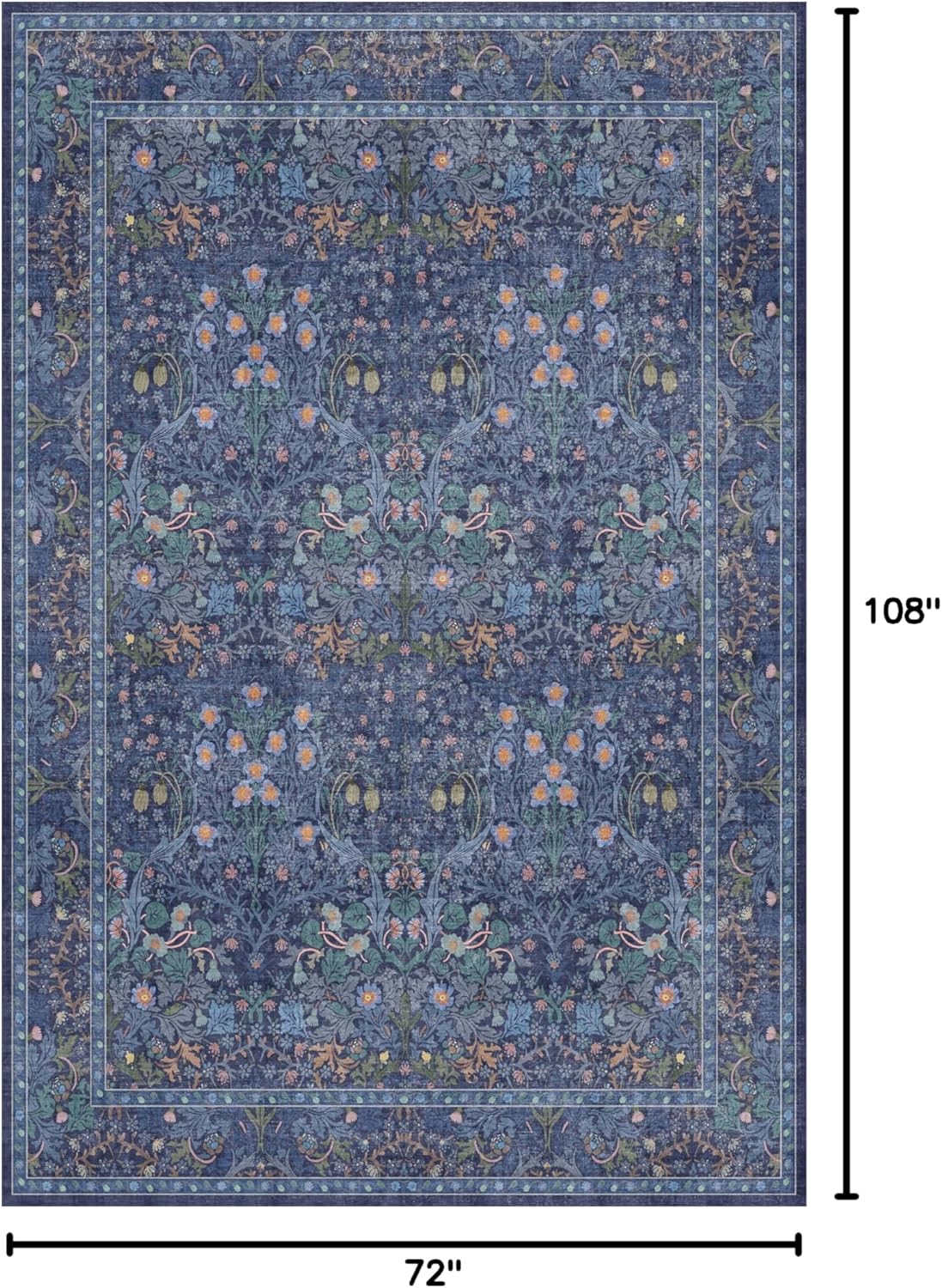 Thumbnail 1 de Hazo Haus Dining Room Rugs for Under Table, 6x9 Washable Dark Blue Oriental Area Rug