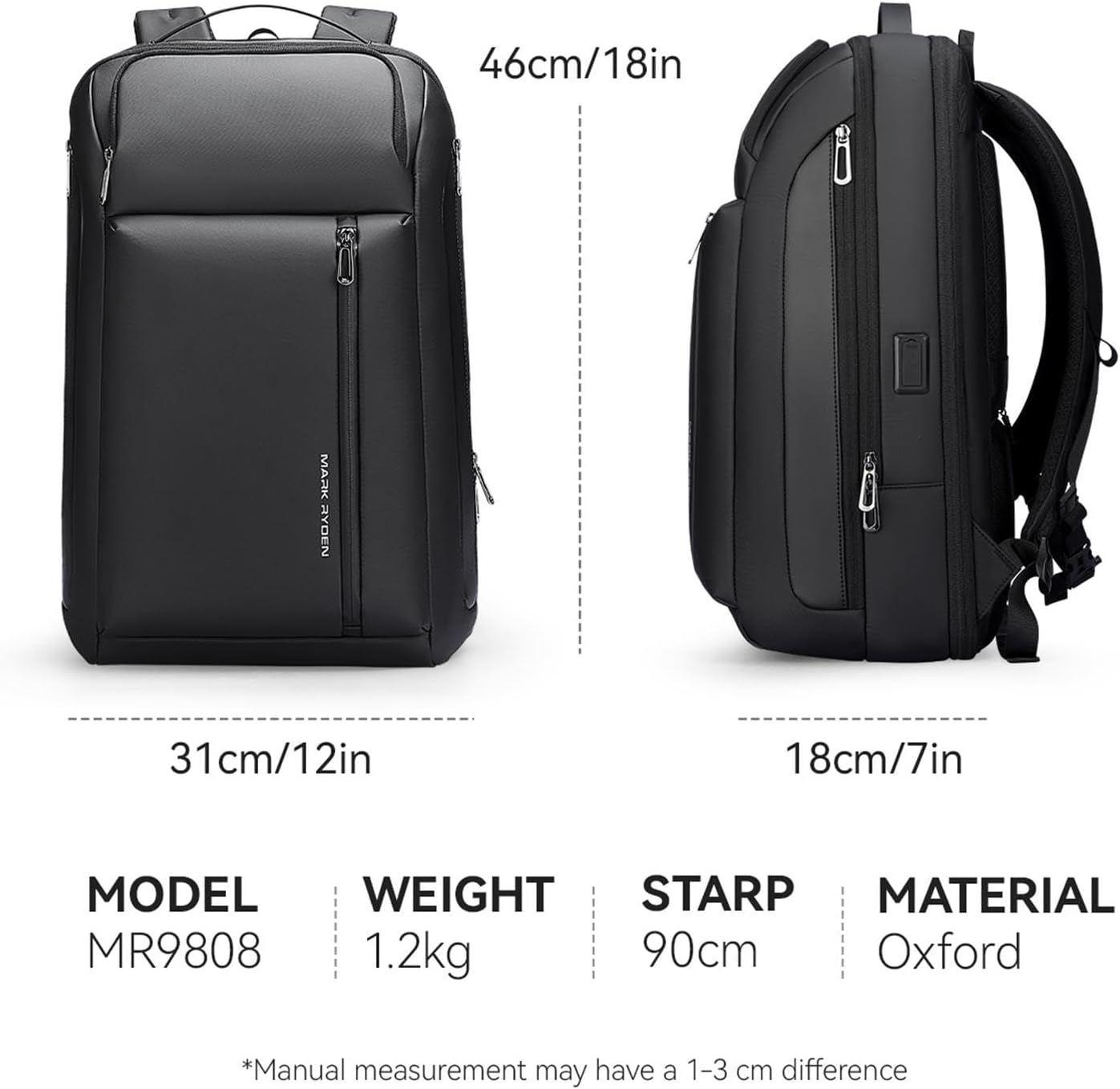Detalle de Mark Ryden 15.6 inch Business Laptop Backpack (Expandable 25L–35L, USB-C) – Cabin Travel Work Backpack