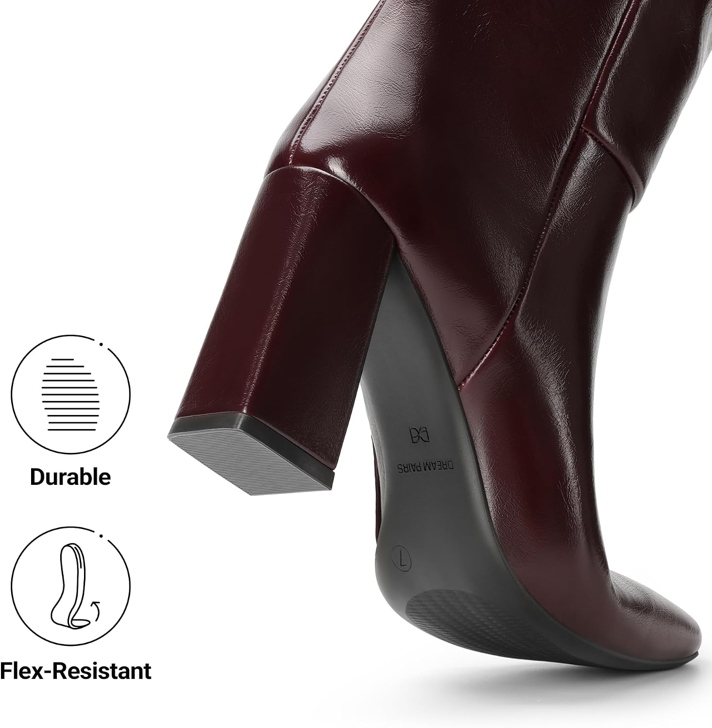 Detalle de DREAM PAIRS Knee-High Boots with 3.34-Inch Block Heel