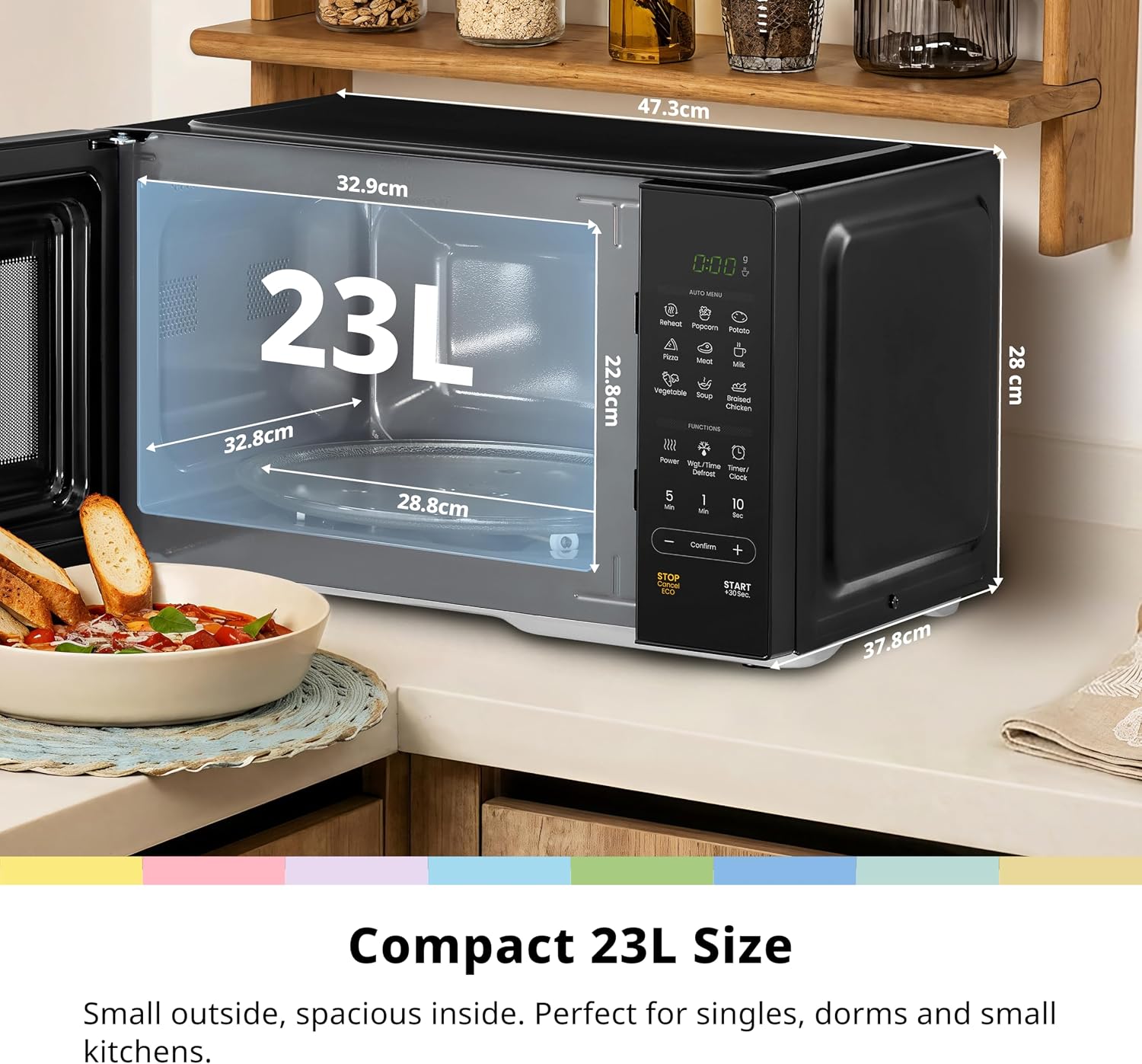 Detalle de COMFEE' 23L Digital Solo Microwave Oven CMO-E232NL(BK) review